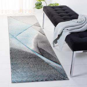SAFAVIEH Hollywood Collection Area Rug – 9′ x 12′, Beige & Blue, Mid-Century Modern Design, Non-Shedding & Easy Care, Ideal for High Traffic Areas in Living Room, Bedroom (HLW715B)(Grey/Blue)
