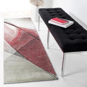 SAFAVIEH Hollywood Collection Area Rug – 9′ x 12′, Beige & Blue, Mid-Century Modern Design, Non-Shedding & Easy Care, Ideal for High Traffic Areas in Living Room, Bedroom (HLW715B)(Grey/Red)