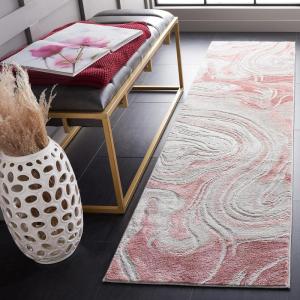 SAFAVIEH Meadow Collection Area Rug – 9′ x 12′, Grey & Pink, Geometric Design, Ideal for High Traffic Areas in Living Room, Bedroom & Dining Room (MDW553G-9)(Light Grey/Pink)