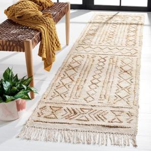 SAFAVIEH Natural Fiber Collection 8′ x 10′ Natural / Beige NFB409A Handmade Boho Fringe Jute Living Room Dining Bedroom Area Rug(Natural/Beige)