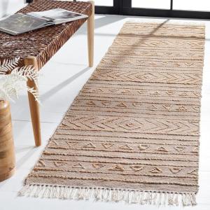 SAFAVIEH Natural Fiber Collection 8′ x 10′ Natural NFB404A Handmade Boho Fringe Jute Living Room Dining Bedroom Area Rug(Natural)