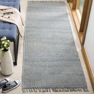SAFAVIEH Natural Fiber Collection Area Rug – 8′ x 10′, Blue, Handmade Boho Fringe Woven Jute, Ideal for High Traffic Areas in Living Room, Bedroom (NF368E)(Blue)