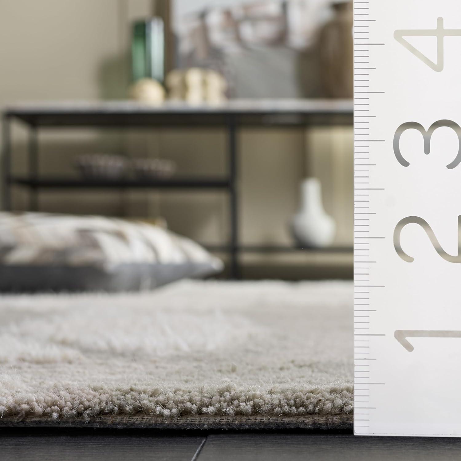 image:imageSAFAVIEH Area Rug 5x8 Casablanca Collection Grey amp Ivory Handmade Wool HighLow Shaggy Pile Ideal for Living Room Bedroom Dining Space CSB442FGreyIvory