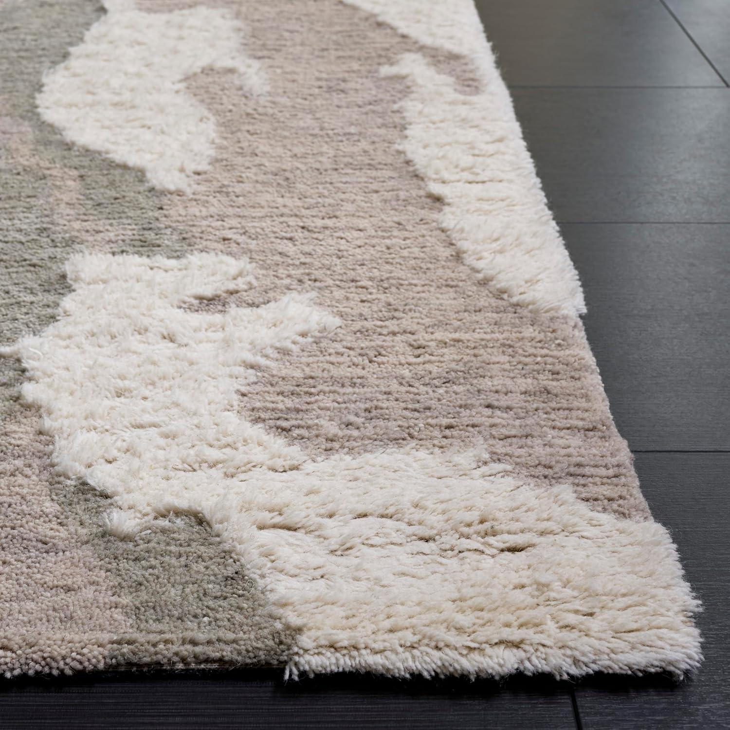 image:imageSAFAVIEH Area Rug 5x8 Casablanca Collection Grey amp Ivory Handmade Wool HighLow Shaggy Pile Ideal for Living Room Bedroom Dining Space CSB442FGreyIvory