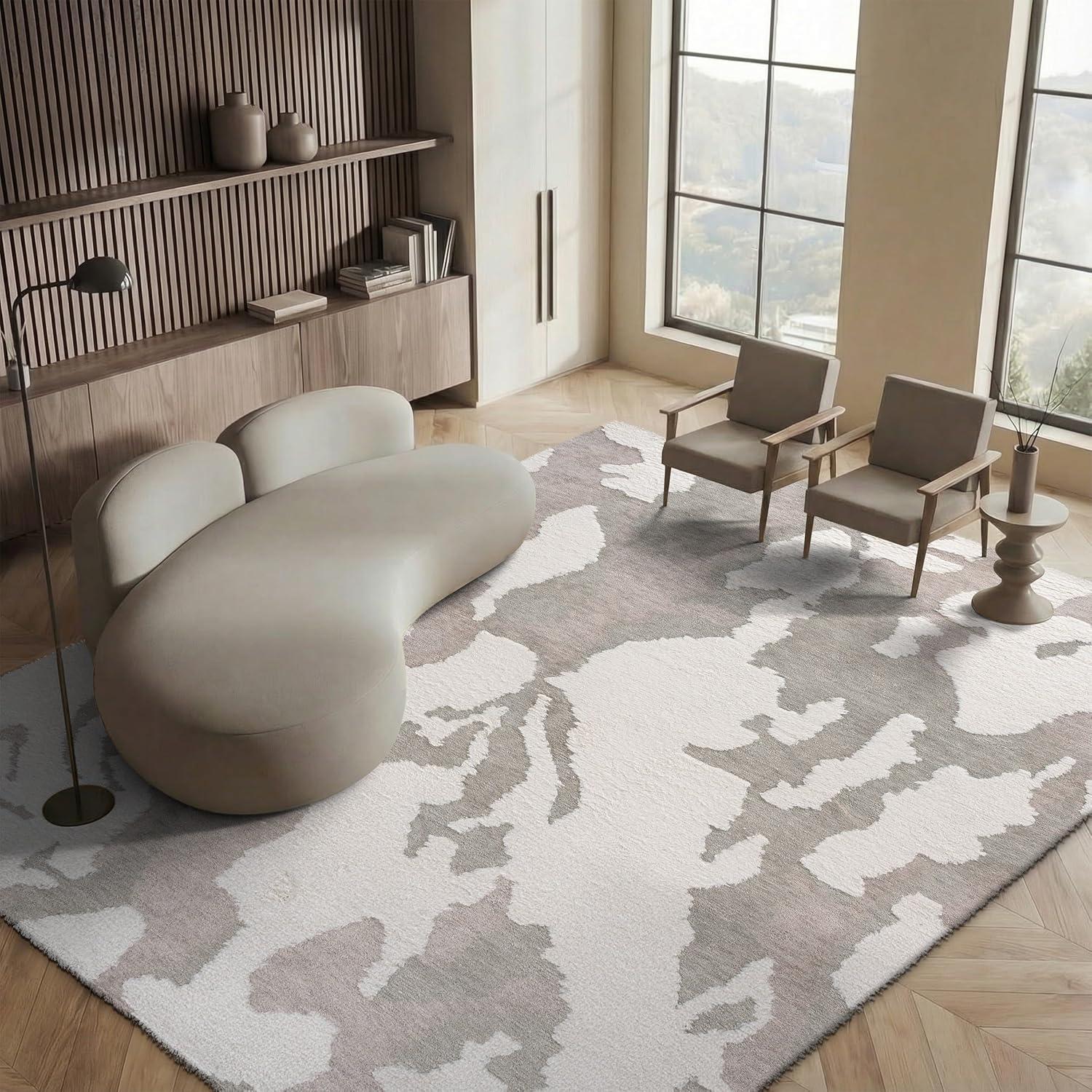 image:imageSAFAVIEH Area Rug 5x8 Casablanca Collection Grey amp Ivory Handmade Wool HighLow Shaggy Pile Ideal for Living Room Bedroom Dining Space CSB442FGreyIvory