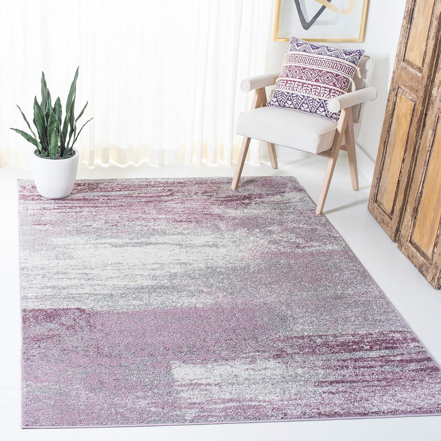 image:imageSAFAVIEH Area Rug 8x10 Adirondack Collection Large Silver amp Black Modern Abstract Design NonShedding amp Easy Cleaning Ideal for Living Room Bedroom Office Dining Space ADR112AGreyPurple