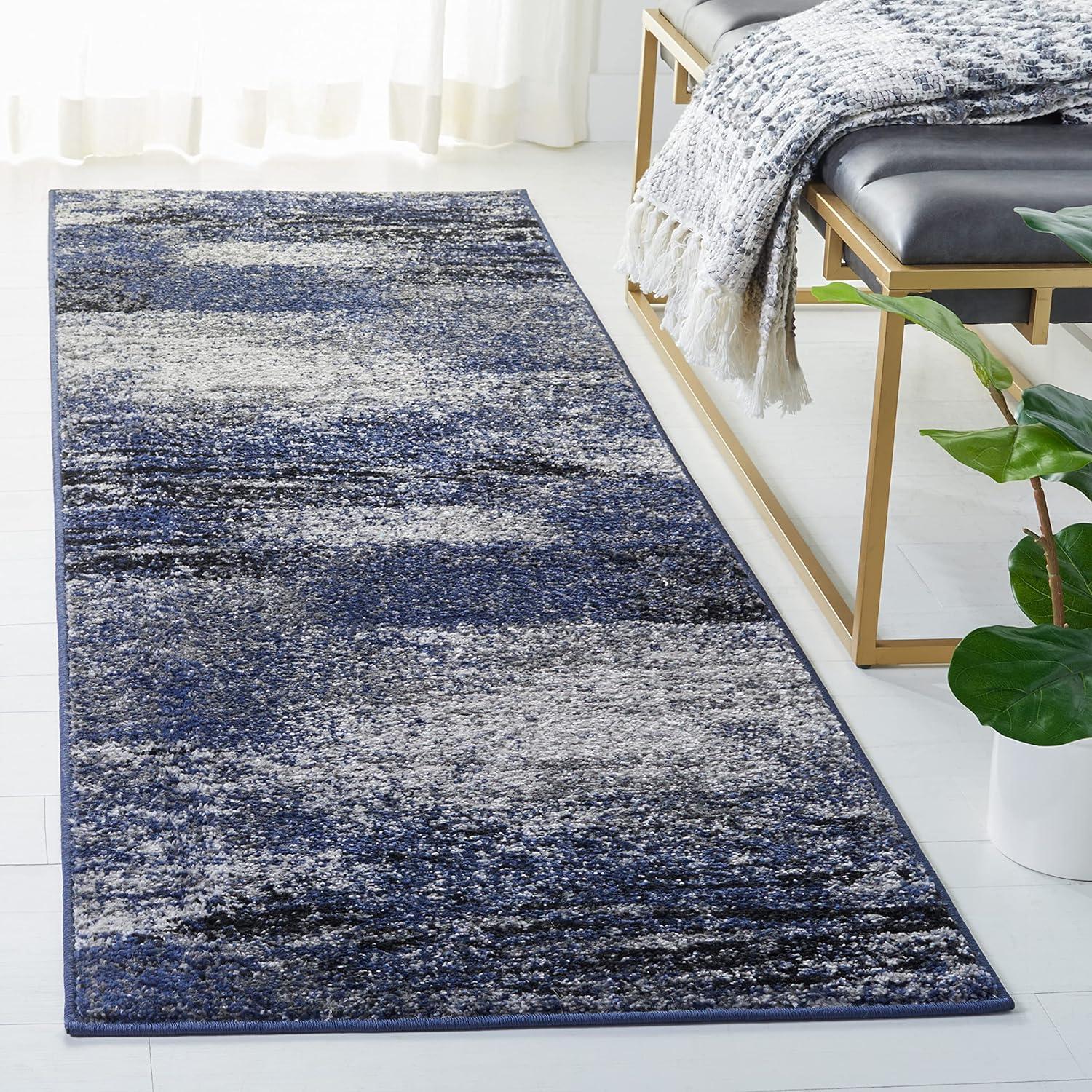 image:imageSAFAVIEH Area Rug 8x10 Adirondack Collection Large Silver amp Black Modern Abstract Design NonShedding amp Easy Cleaning Ideal for Living Room Bedroom Office Dining Space ADR112AGreyBlue