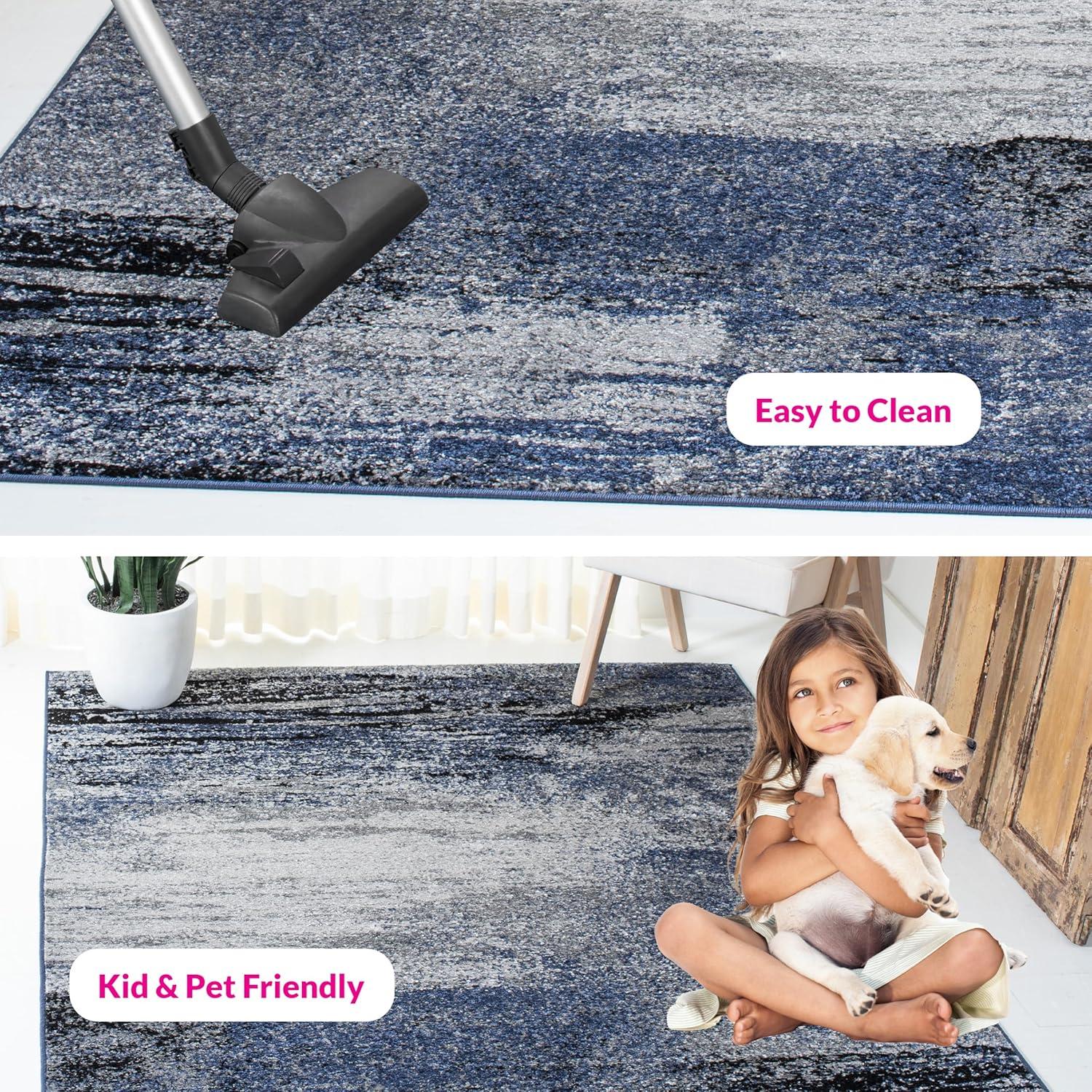 image:imageSAFAVIEH Area Rug 8x10 Adirondack Collection Large Silver amp Black Modern Abstract Design NonShedding amp Easy Cleaning Ideal for Living Room Bedroom Office Dining Space ADR112AGreyBlue