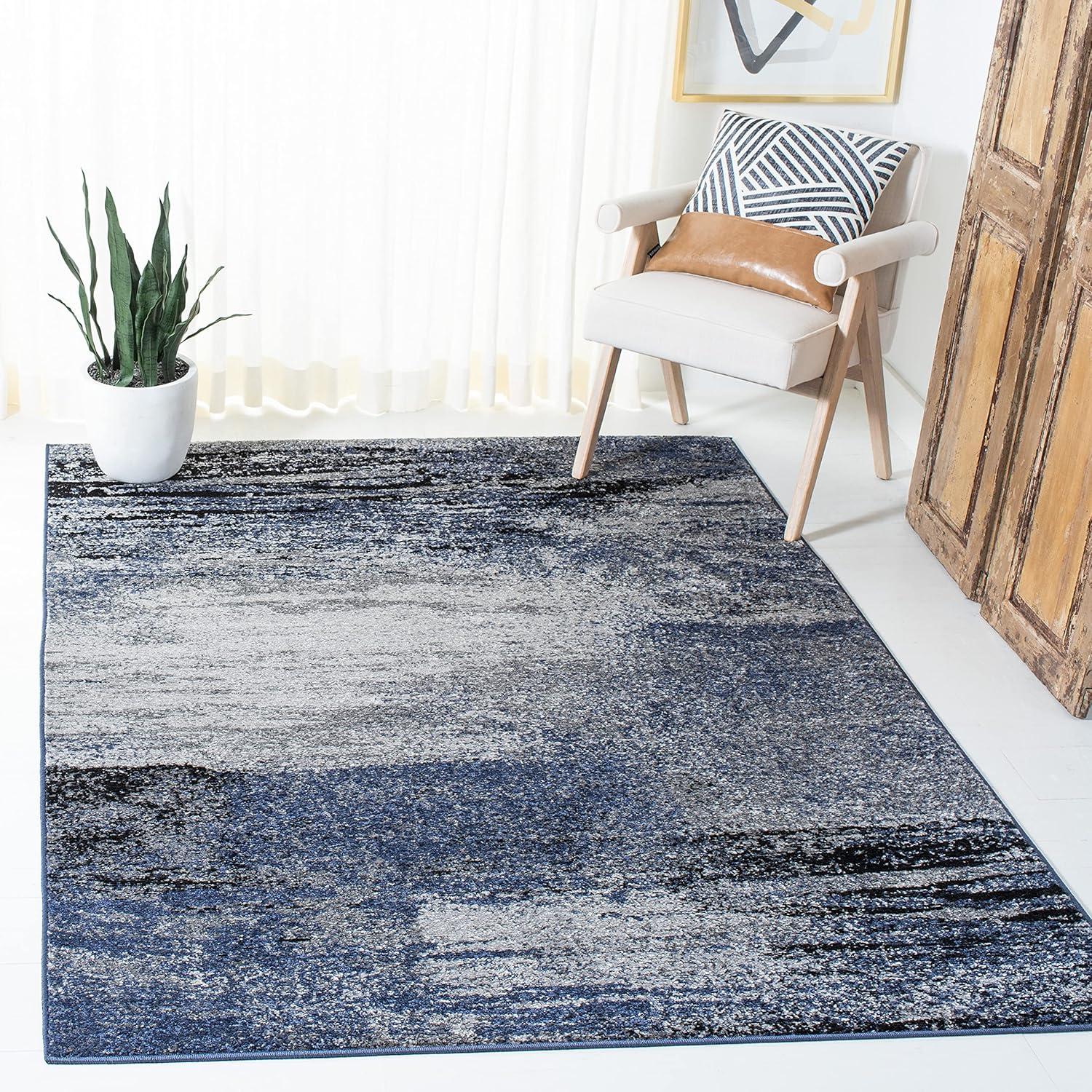 image:imageSAFAVIEH Area Rug 8x10 Adirondack Collection Large Silver amp Black Modern Abstract Design NonShedding amp Easy Cleaning Ideal for Living Room Bedroom Office Dining Space ADR112AGreyBlue