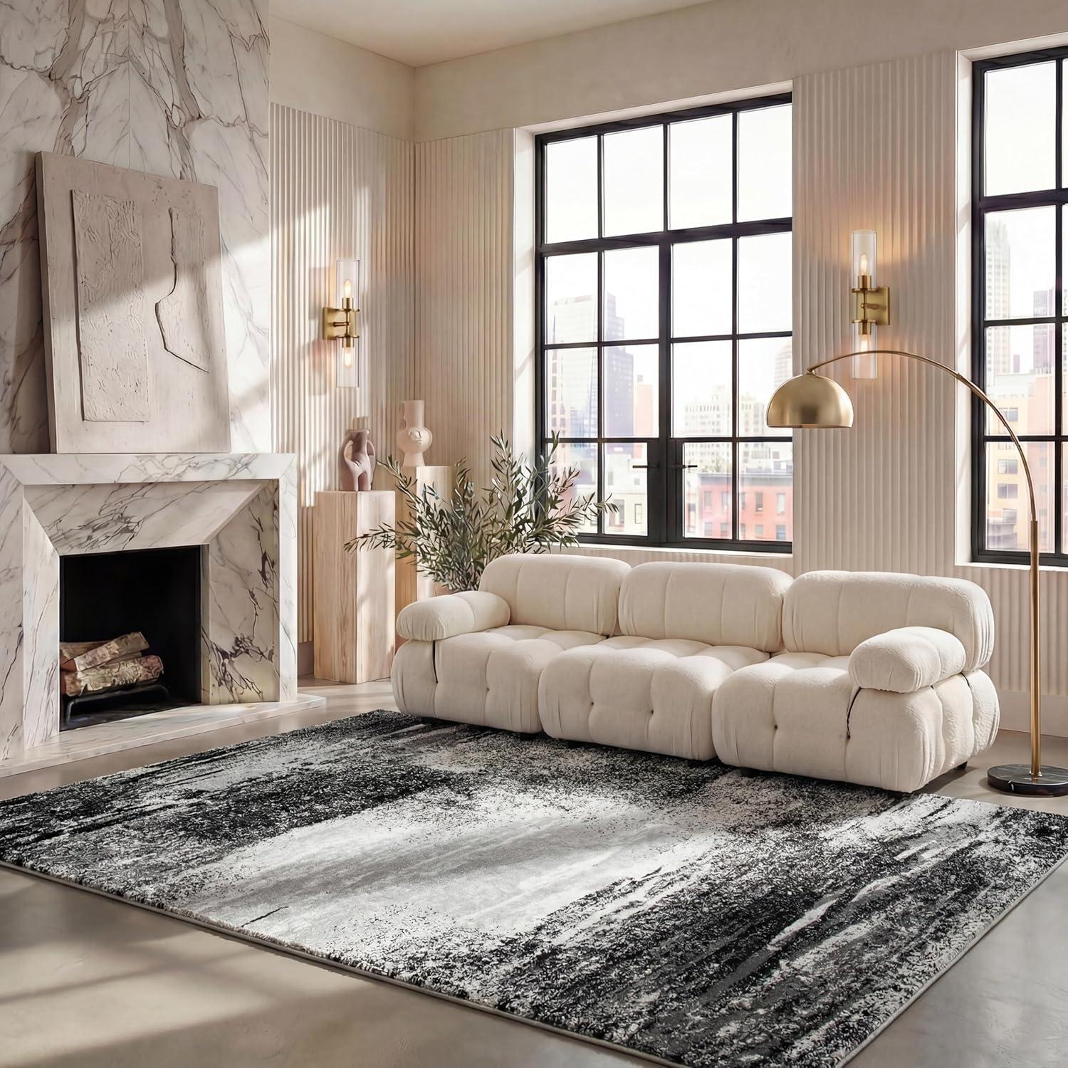 image:imageSAFAVIEH Area Rug 8x10 Adirondack Collection Large Silver amp Black Modern Abstract Design NonShedding amp Easy Cleaning Ideal for Living Room Bedroom Office Dining Space ADR112ASilverMulti