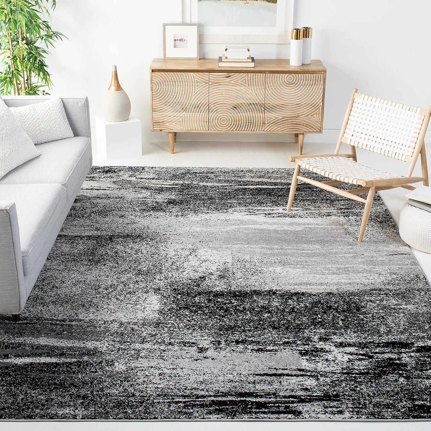 image:imageSAFAVIEH Area Rug 8x10 Adirondack Collection Large Silver amp Black Modern Abstract Design NonShedding amp Easy Cleaning Ideal for Living Room Bedroom Office Dining Space ADR112ASilverMulti