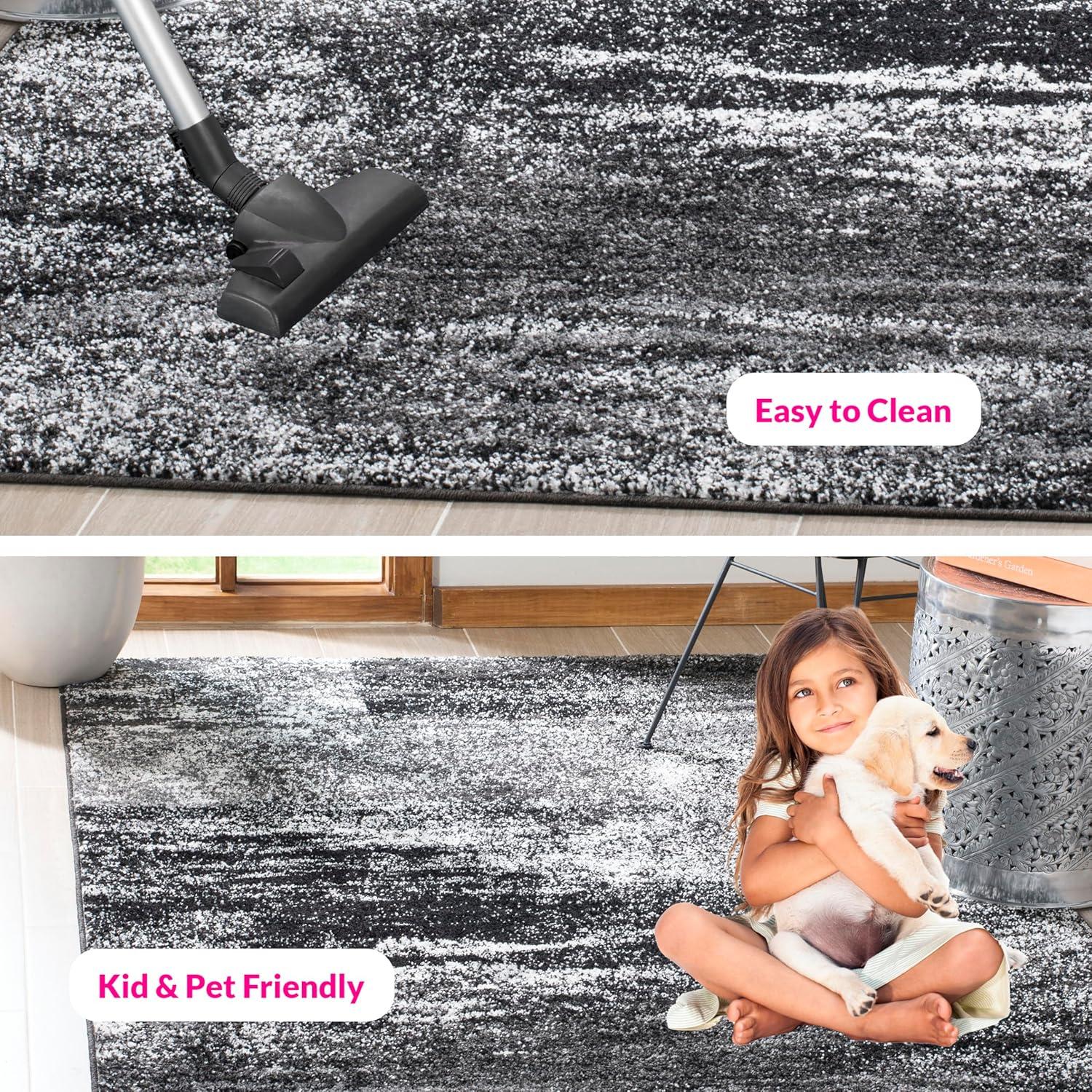 image:imageSAFAVIEH Area Rug 8x10 Adirondack Collection Large Silver amp Black Modern Abstract Design NonShedding amp Easy Cleaning Ideal for Living Room Bedroom Office Dining Space ADR112ASilverBlack