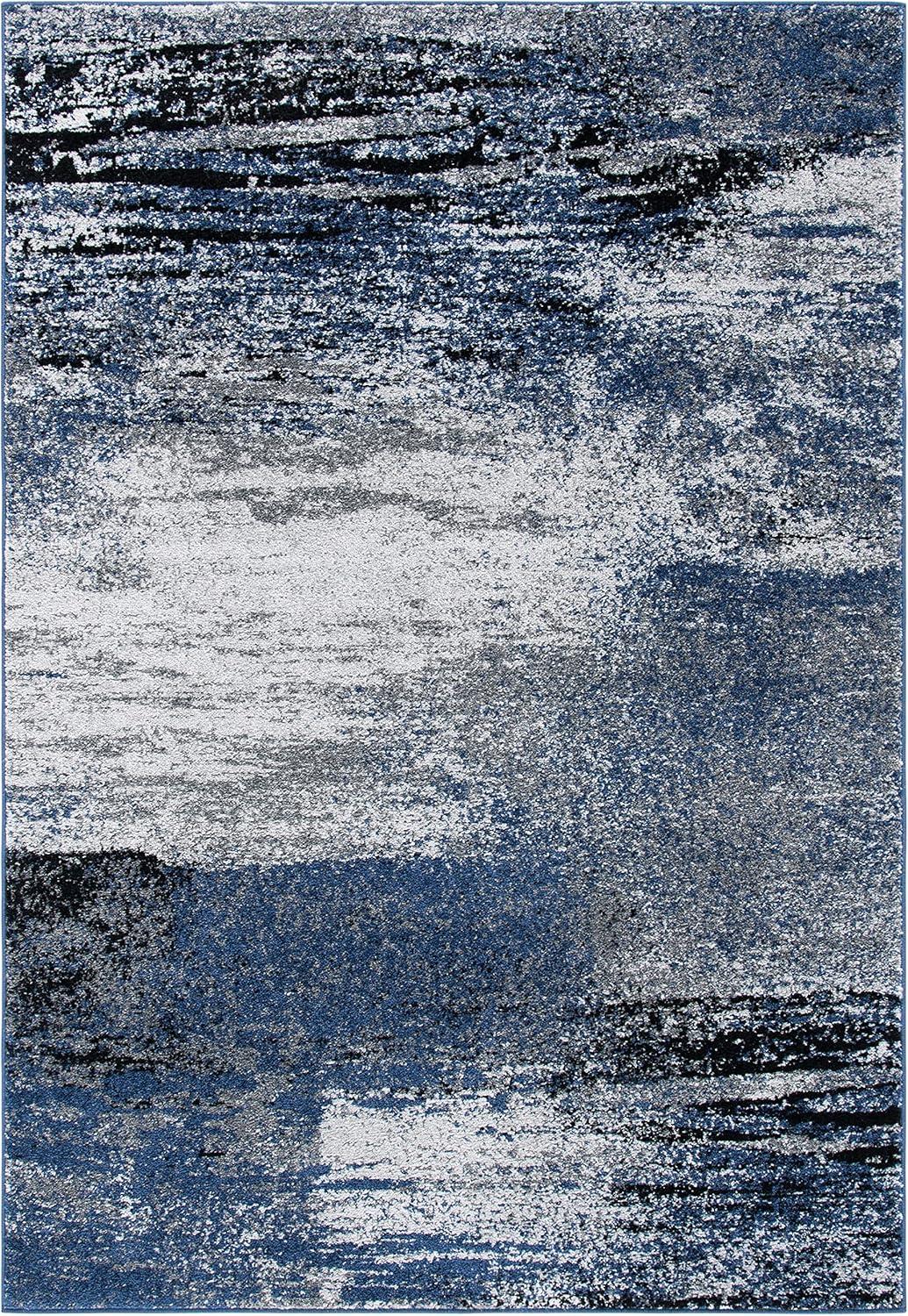 image:imageSAFAVIEH Area Rug 8x10 Adirondack Collection Large Silver amp Black Modern Abstract Design NonShedding amp Easy Cleaning Ideal for Living Room Bedroom Office Dining Space ADR112AGreyBlue