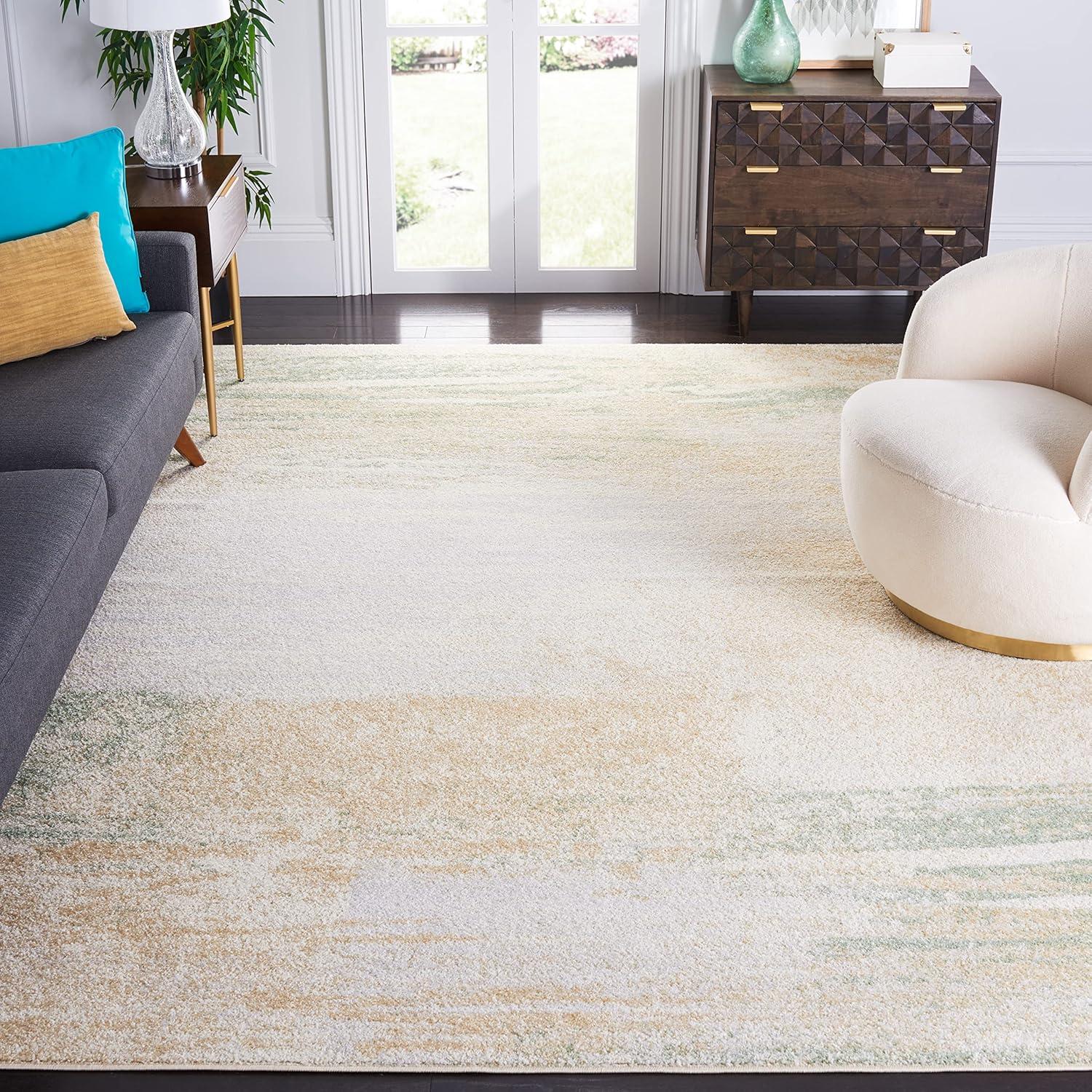 image:imageSAFAVIEH Area Rug 8x10 Adirondack Collection Large Silver amp Black Modern Abstract Design NonShedding amp Easy Cleaning Ideal for Living Room Bedroom Office Dining Space ADR112AIvoryGold