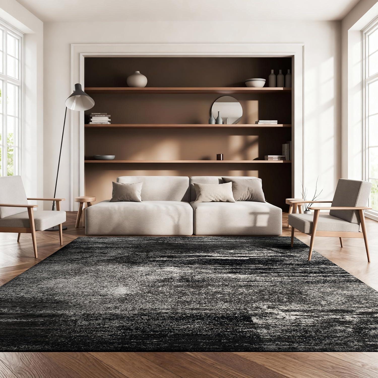 image:imageSAFAVIEH Area Rug 8x10 Adirondack Collection Large Silver amp Black Modern Abstract Design NonShedding amp Easy Cleaning Ideal for Living Room Bedroom Office Dining Space ADR112ASilverBlack