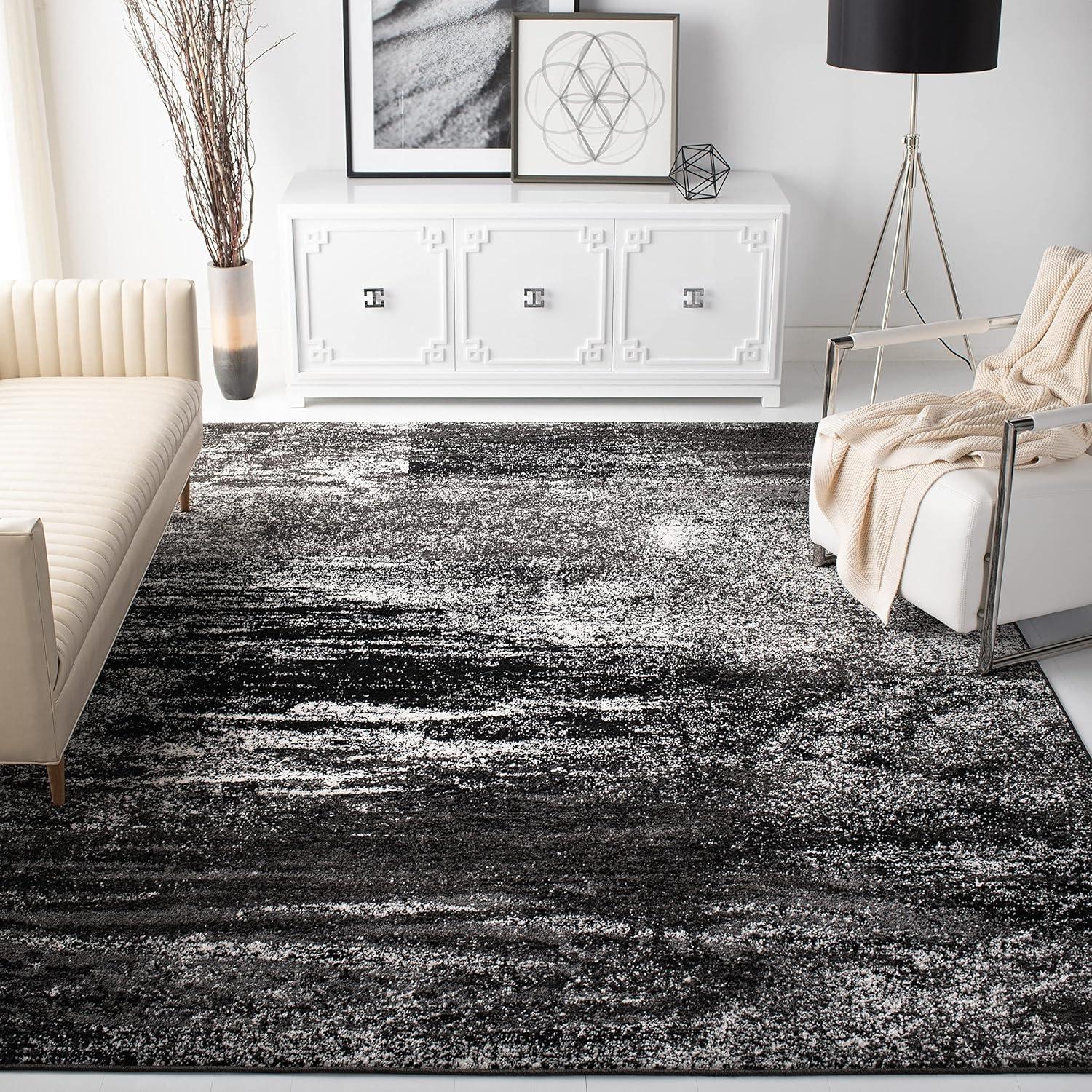 image:imageSAFAVIEH Area Rug 8x10 Adirondack Collection Large Silver amp Black Modern Abstract Design NonShedding amp Easy Cleaning Ideal for Living Room Bedroom Office Dining Space ADR112ASilverBlack
