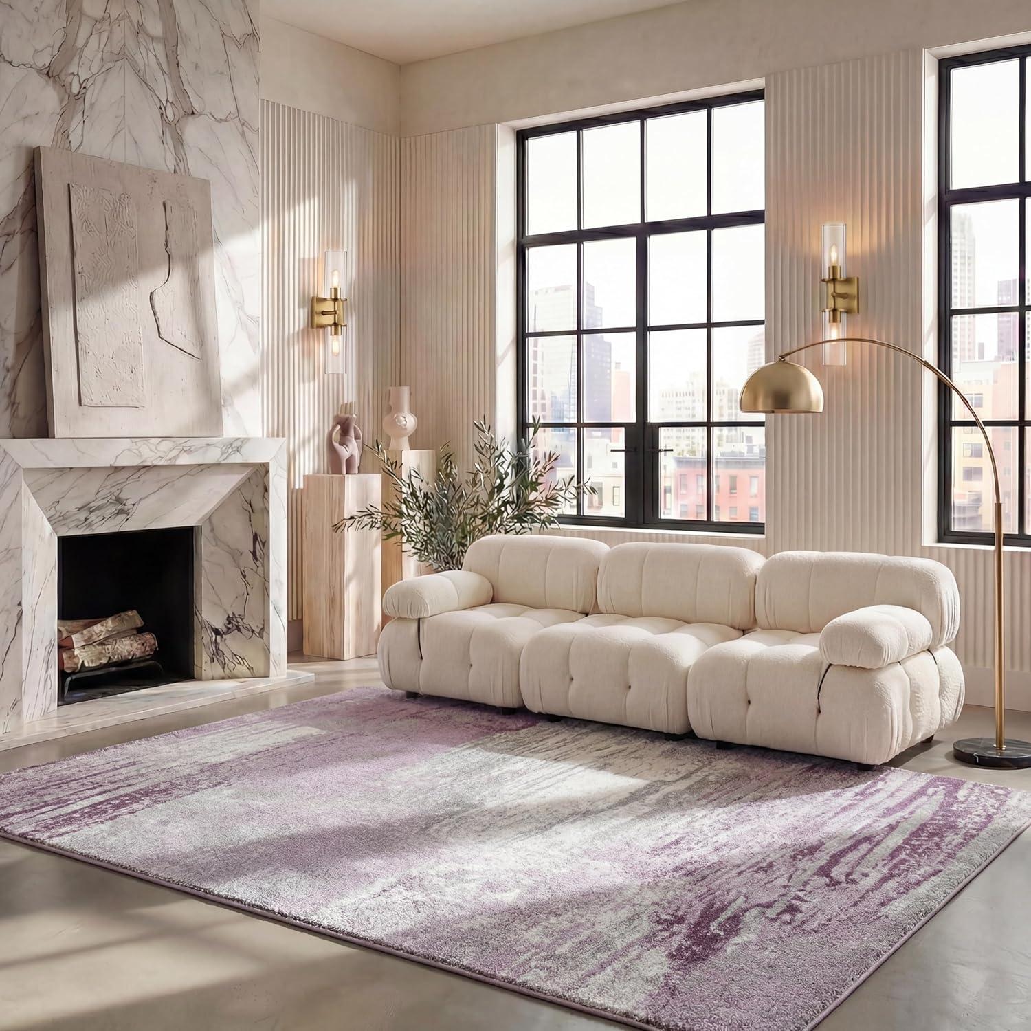 image:imageSAFAVIEH Area Rug 8x10 Adirondack Collection Large Silver amp Black Modern Abstract Design NonShedding amp Easy Cleaning Ideal for Living Room Bedroom Office Dining Space ADR112AGreyPurple