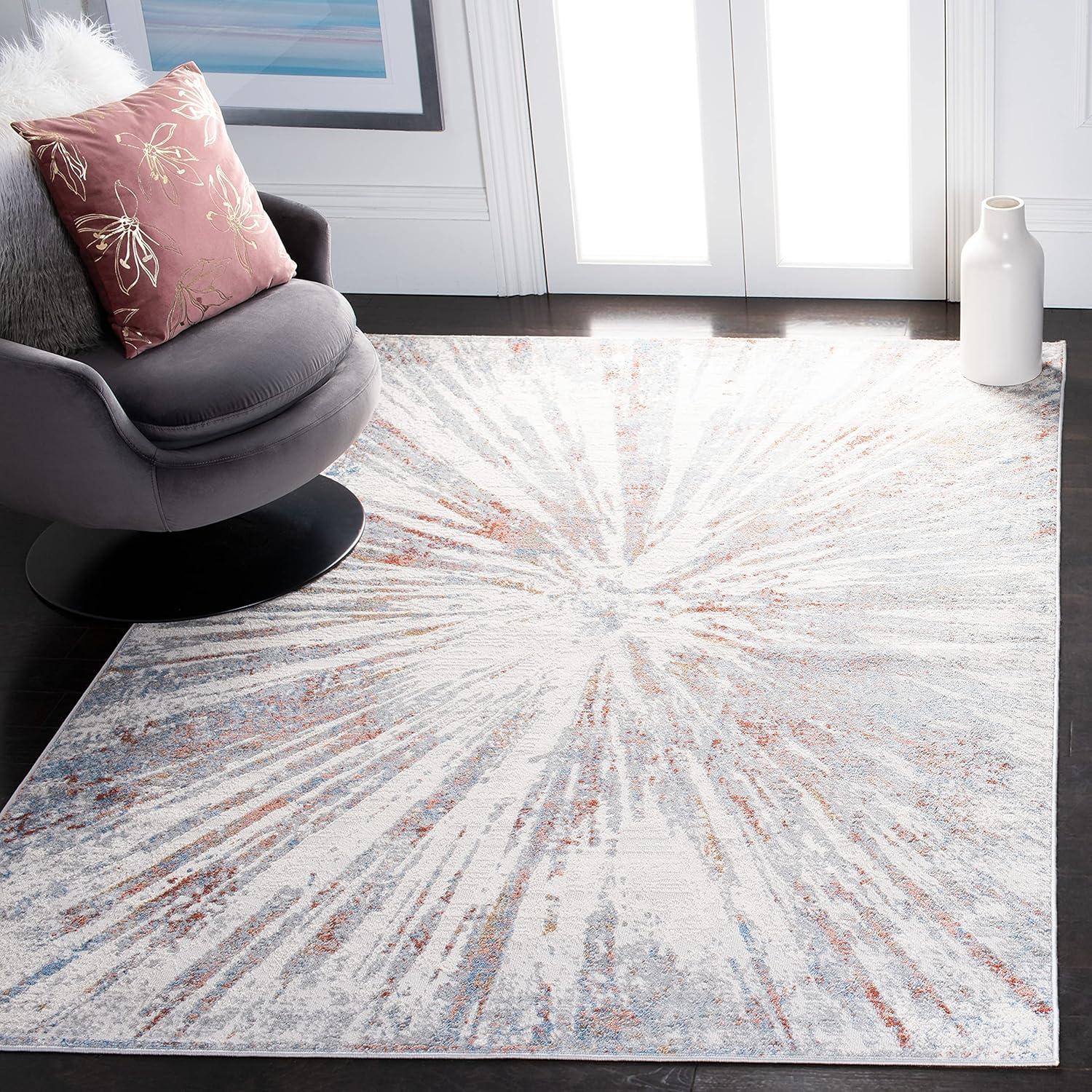 image:imageSAFAVIEH Area Rug 8x10 Amelia Collection Large Grey amp Blue Modern Design NonShedding amp Easy Cleaning Ideal for Living Room Bedroom Office Dining Space ALA449FGreyRust