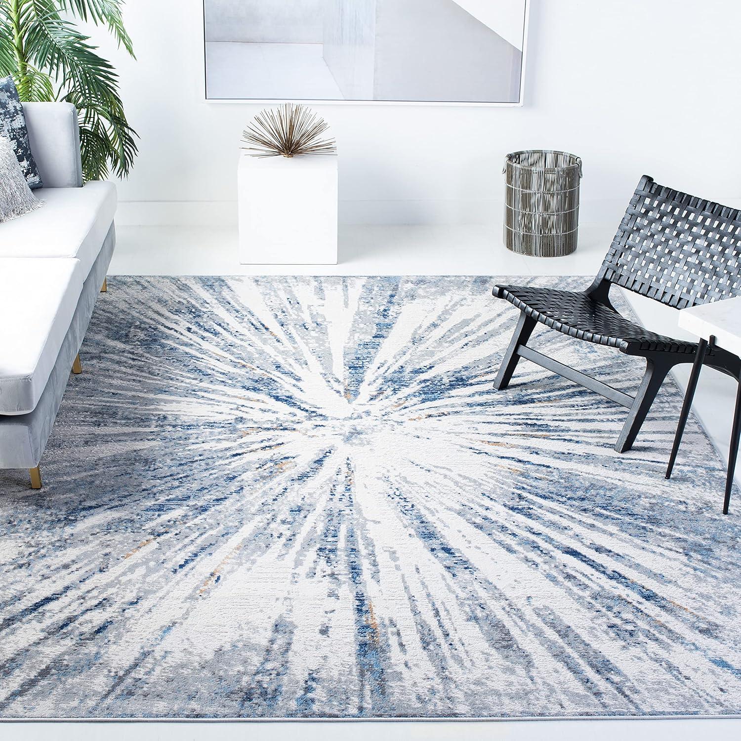 image:imageSAFAVIEH Area Rug 8x10 Amelia Collection Large Grey amp Blue Modern Design NonShedding amp Easy Cleaning Ideal for Living Room Bedroom Office Dining Space ALA449FGreyBlue