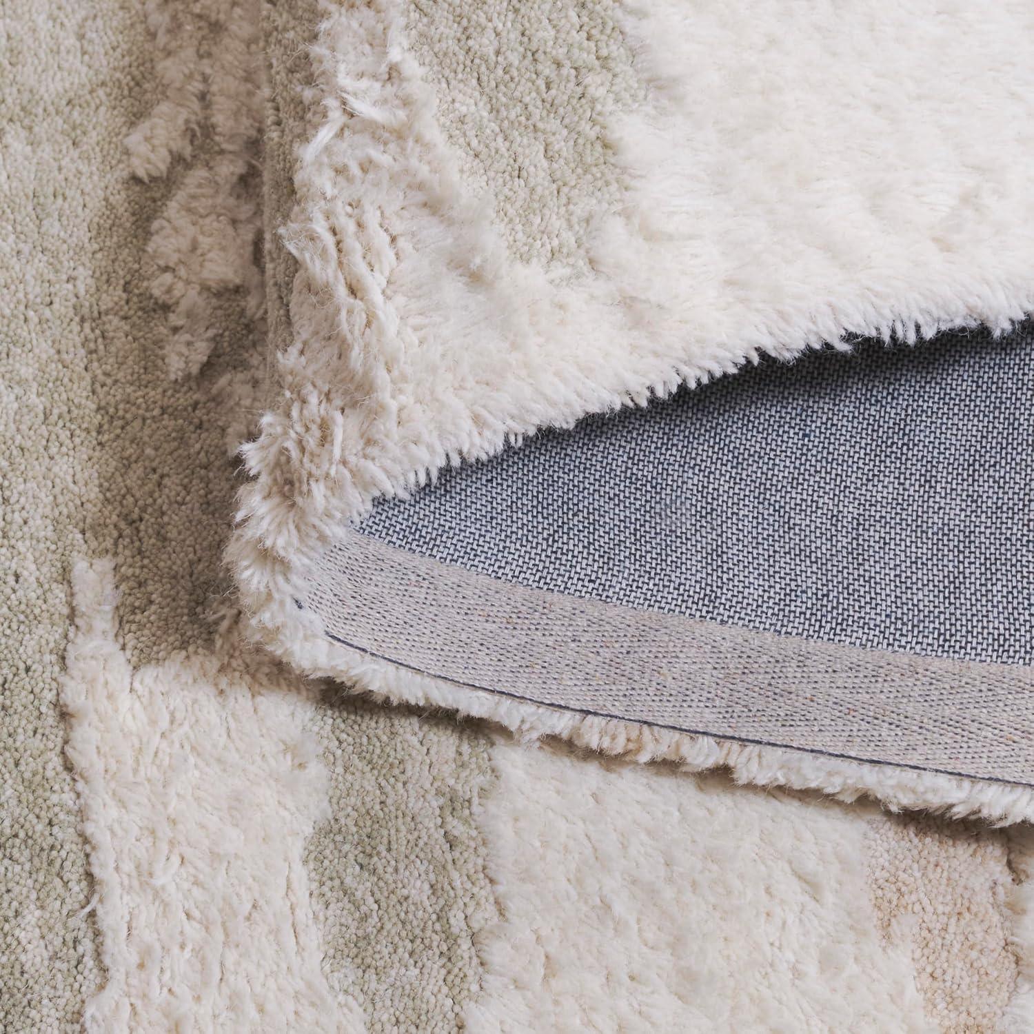 image:imageSAFAVIEH Area Rug 8x10 Casablanca Collection Large Ivory amp Sage Handmade Wool HighLow Shaggy Pile Ideal for Living Room Bedroom Dining Space CSB441AIvorySage