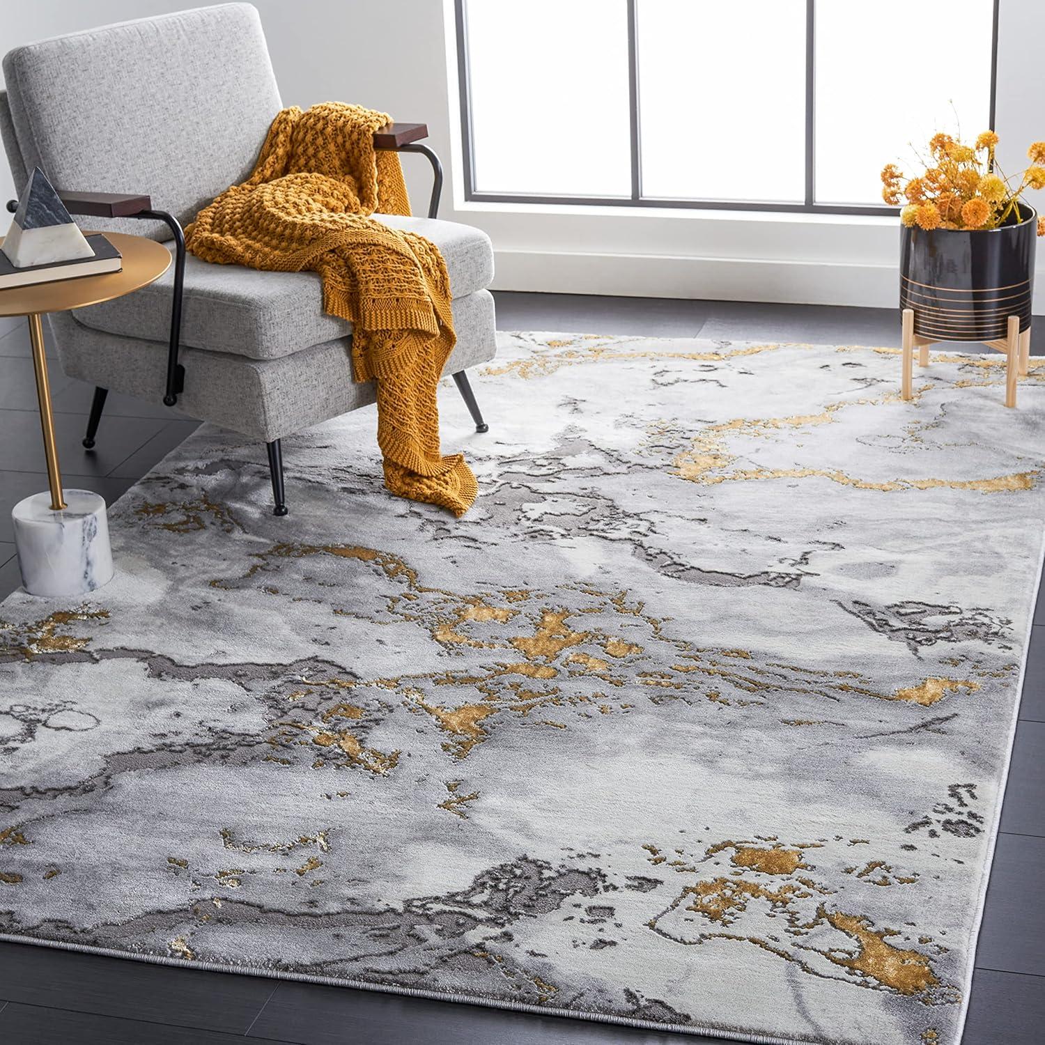 image:imageSAFAVIEH Area Rug 8x10 Craft Collection Large Grey amp Gold Modern Abstract Design NonShedding amp Easy Cleaning Ideal for Living Room Bedroom Office Dining Space CFT860FGreyGold