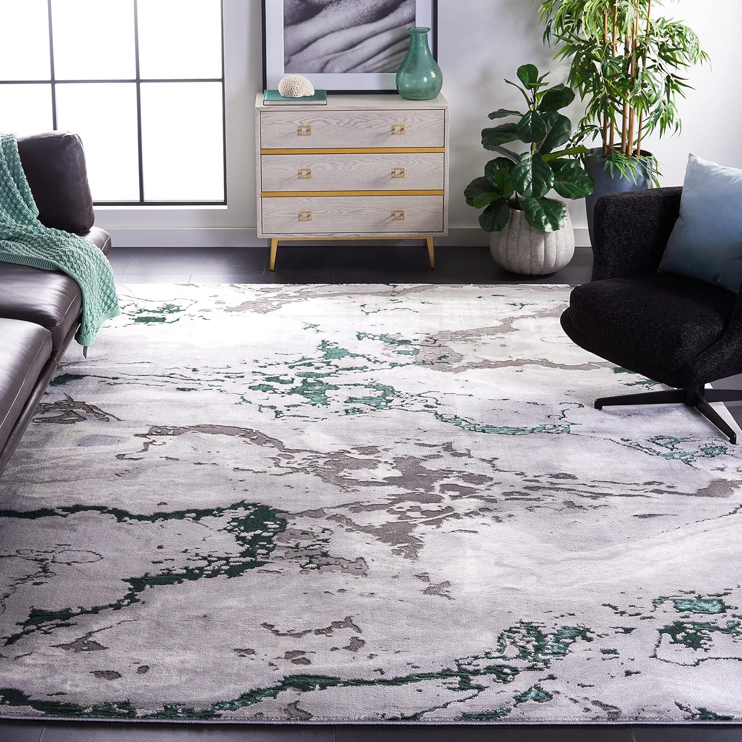 image:imageSAFAVIEH Area Rug 8x10 Craft Collection Large Grey amp Gold Modern Abstract Design NonShedding amp Easy Cleaning Ideal for Living Room Bedroom Office Dining Space CFT860FGreyGreen