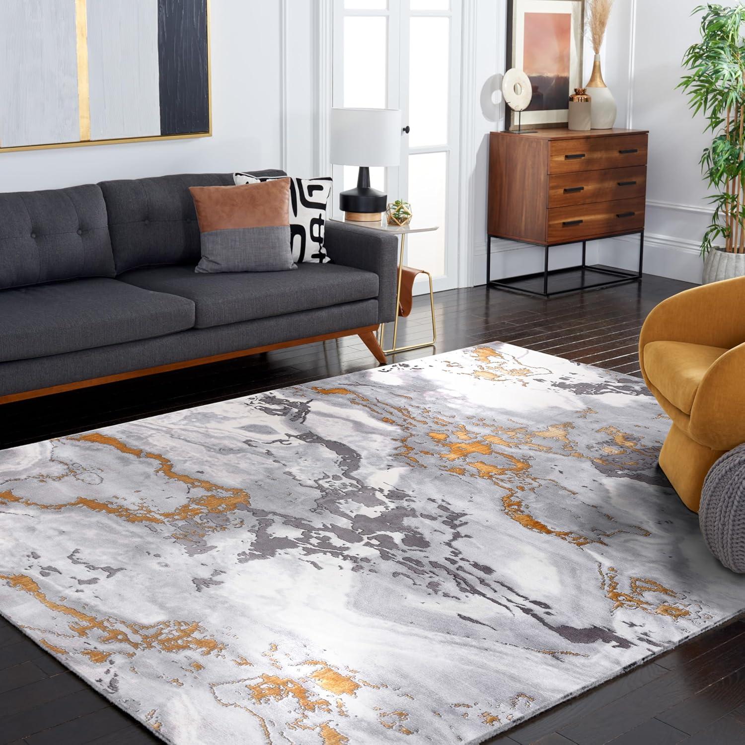 image:imageSAFAVIEH Area Rug 8x10 Craft Collection Large Grey amp Gold Modern Abstract Design NonShedding amp Easy Cleaning Ideal for Living Room Bedroom Office Dining Space CFT860FGreyGold