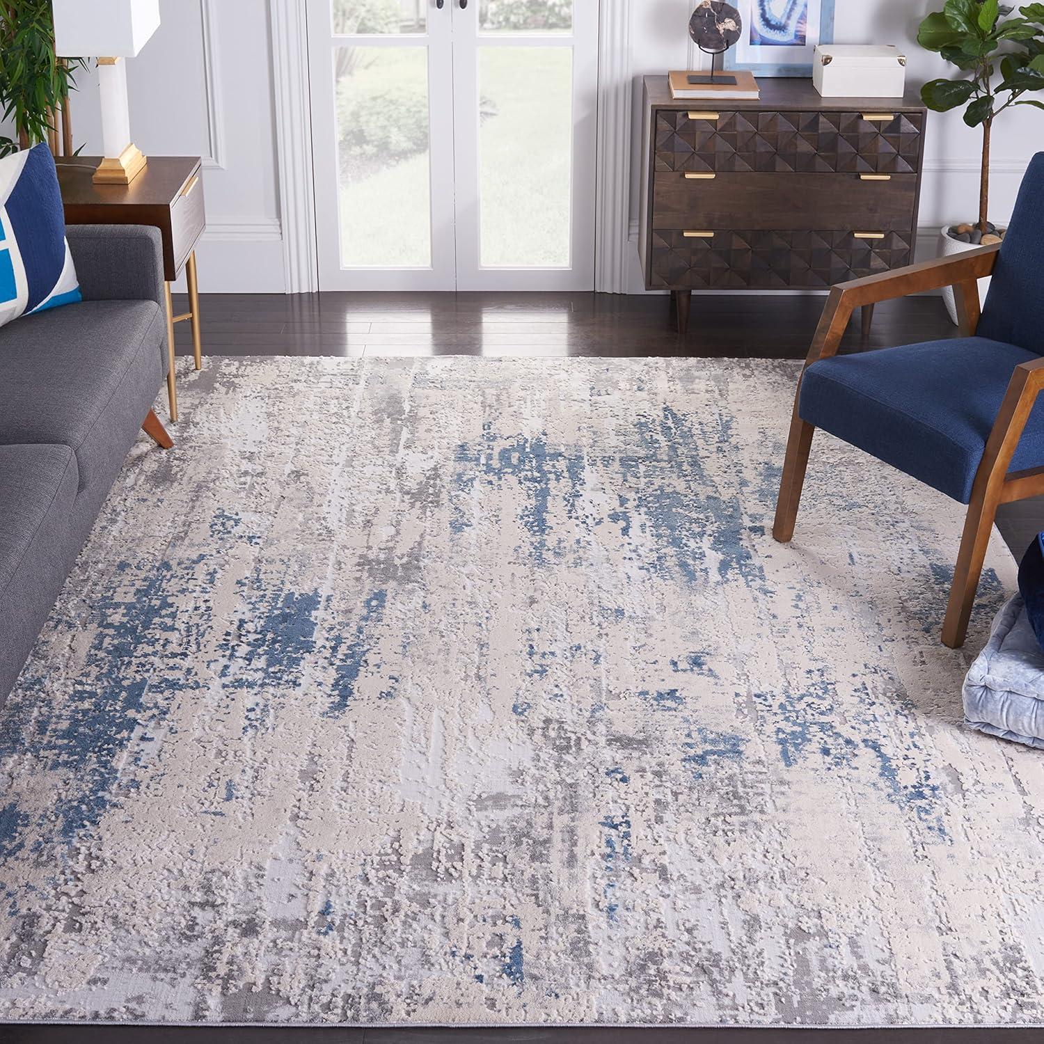 image:imageSAFAVIEH Area Rug 8x10 Invista Collection Large Grey amp Blue Modern Abstract Design NonShedding amp Easy Cleaning Ideal for Living Room Bedroom Office Dining Space INV486FGreyBlue