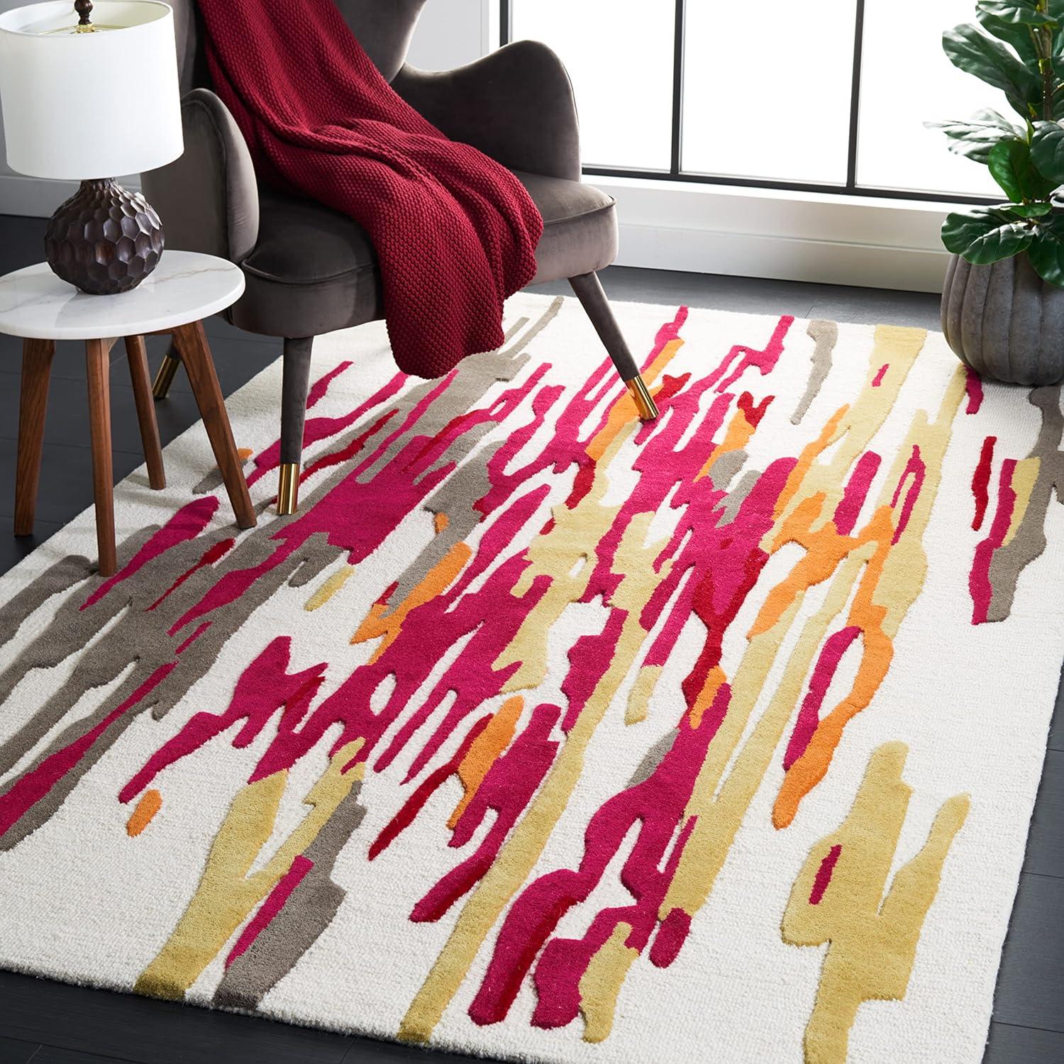 image:imageSAFAVIEH Area Rug 8x10 Rodeo Drive Collection Large Ivory amp Black Handmade Wool MidCentury Modern Design Ideal for Living Room Bedroom Office Dining Space RD858ZIvoryRed