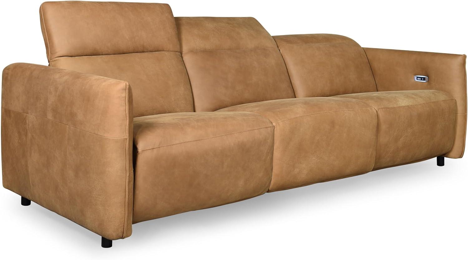 image:imageSAFAVIEH Couture Doug Reclining Sofa Brown Leather USB Charging Port Ideal for Living Room Family Room 107 W x 42 D x 30 H SFV2412ABrown