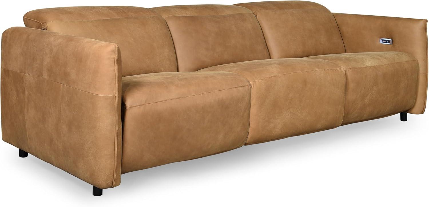 image:imageSAFAVIEH Couture Doug Reclining Sofa Brown Leather USB Charging Port Ideal for Living Room Family Room 107 W x 42 D x 30 H SFV2412ABrown