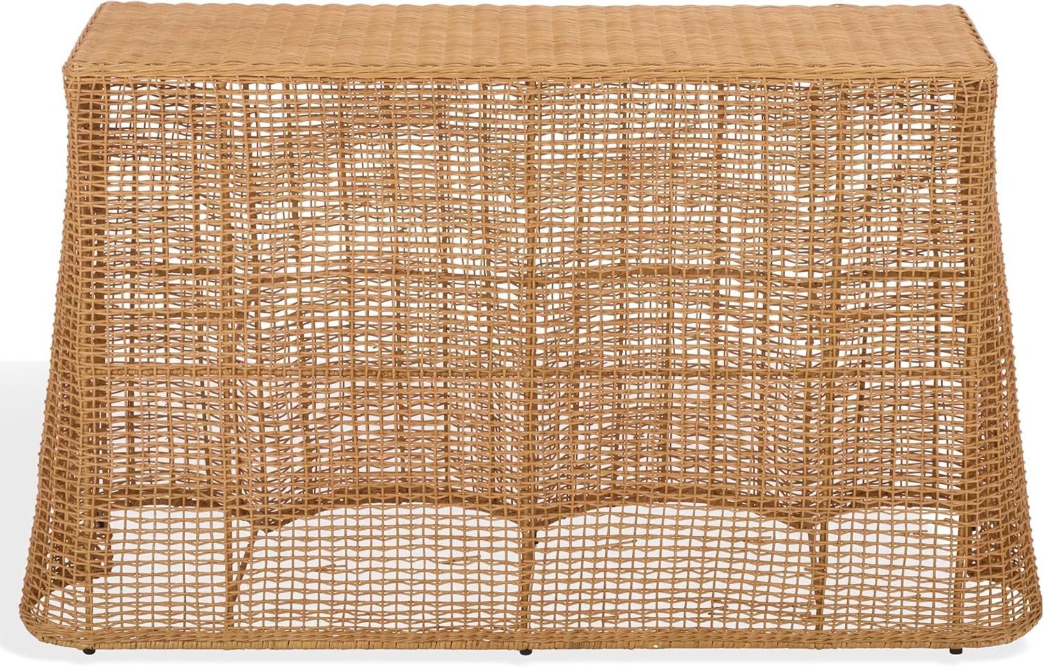 image:imageSAFAVIEH Couture Jilliette Natural Rattan Console Table Handwoven Boho Coastal Design Sculptural Base Fully Assembled Ideal for Entryway Living Room 52 W x 193 D x 315 H CWK3024ANatural