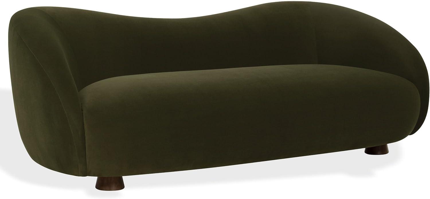 image:imageSAFAVIEH Couture Jocelyne Sofa Modern Curved Design Brown Velvet amp Walnut Ideal for Living Room Family Room 85 W x 368 D x 30 H SFV7519AWalnutDark Green
