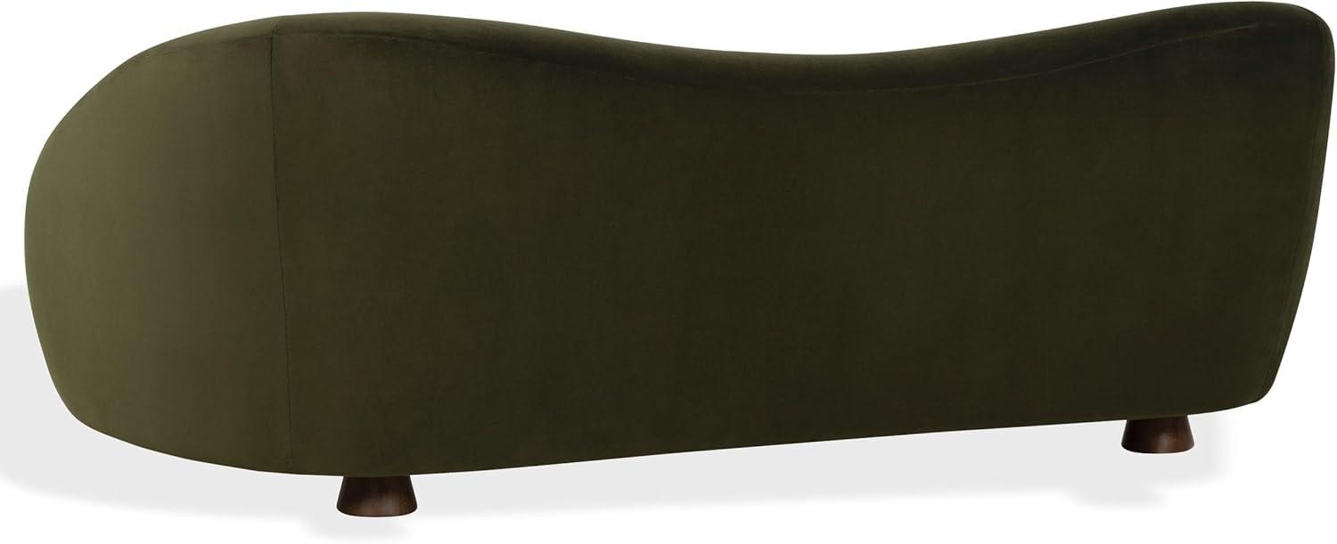 image:imageSAFAVIEH Couture Jocelyne Sofa Modern Curved Design Brown Velvet amp Walnut Ideal for Living Room Family Room 85 W x 368 D x 30 H SFV7519AWalnutDark Green