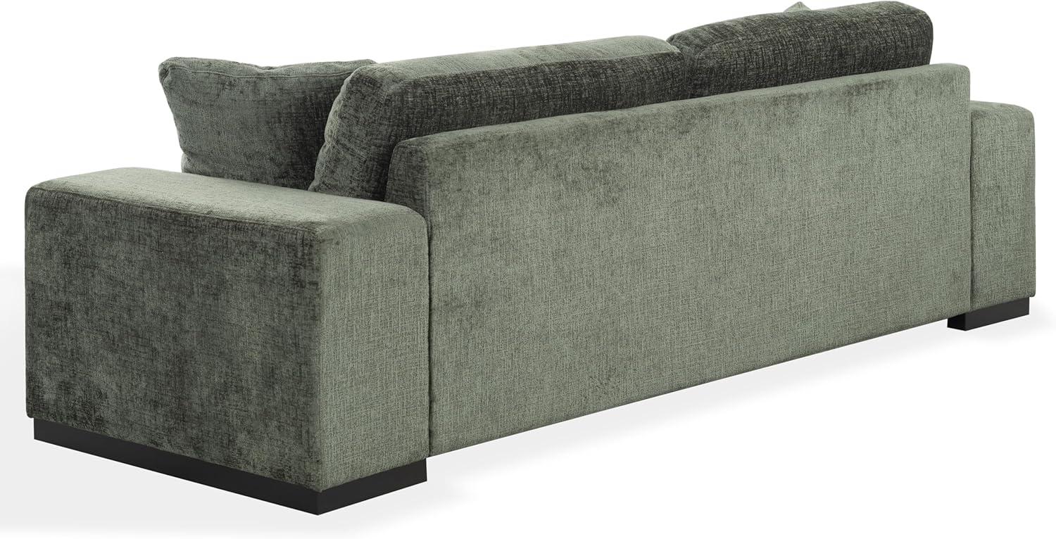 image:imageSAFAVIEH Couture Oakleigh Sofa Contemporary Style Dark Green Chenille Upholstery Ideal for Living Room Family Room 98 W x 35 D x 33 H SFV6121BDark Green
