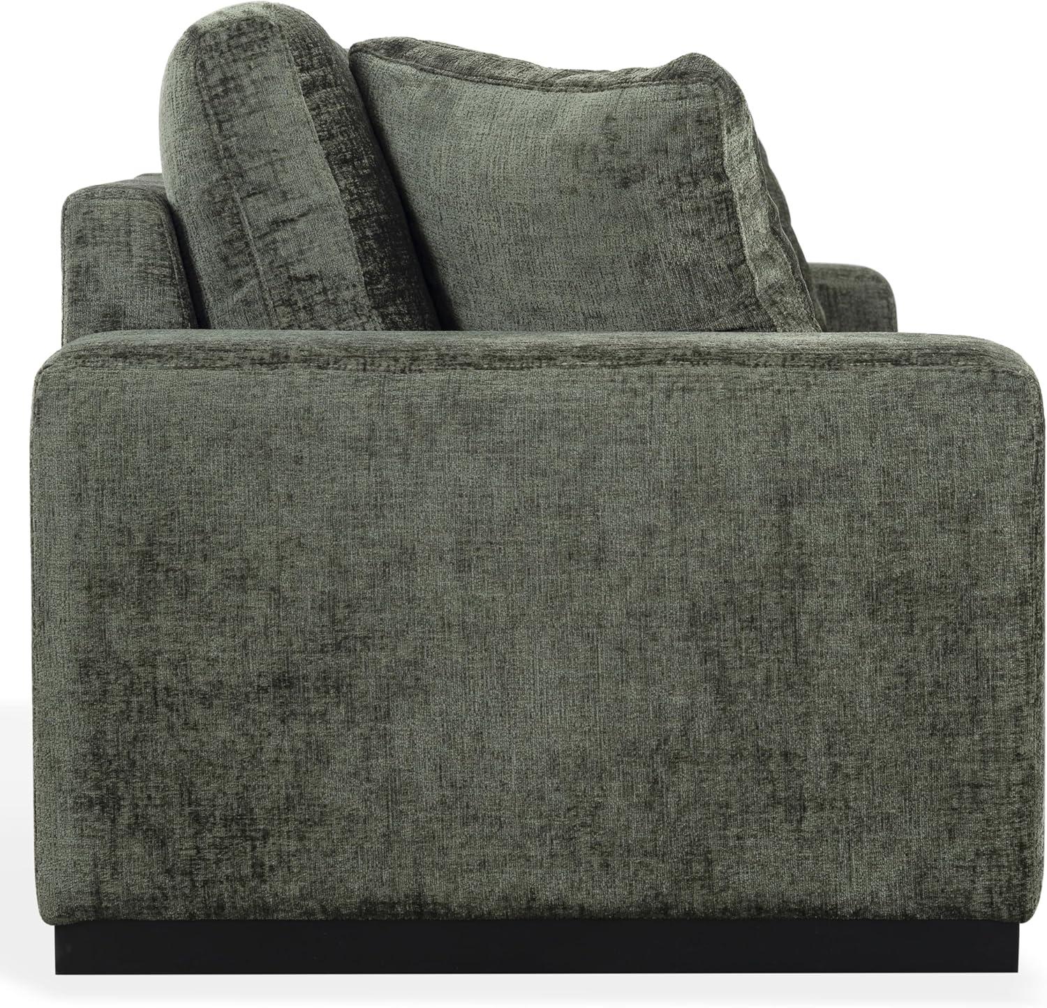 image:imageSAFAVIEH Couture Oakleigh Sofa Contemporary Style Dark Green Chenille Upholstery Ideal for Living Room Family Room 98 W x 35 D x 33 H SFV6121BDark Green