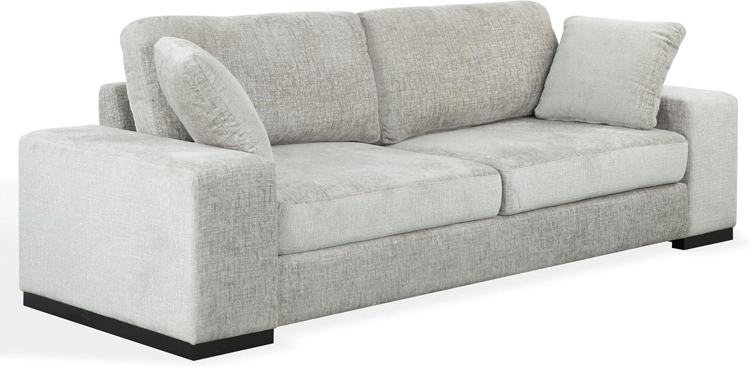 image:imageSAFAVIEH Couture Oakleigh Sofa Contemporary Style Dark Green Chenille Upholstery Ideal for Living Room Family Room 98 W x 35 D x 33 H SFV6121BGrey