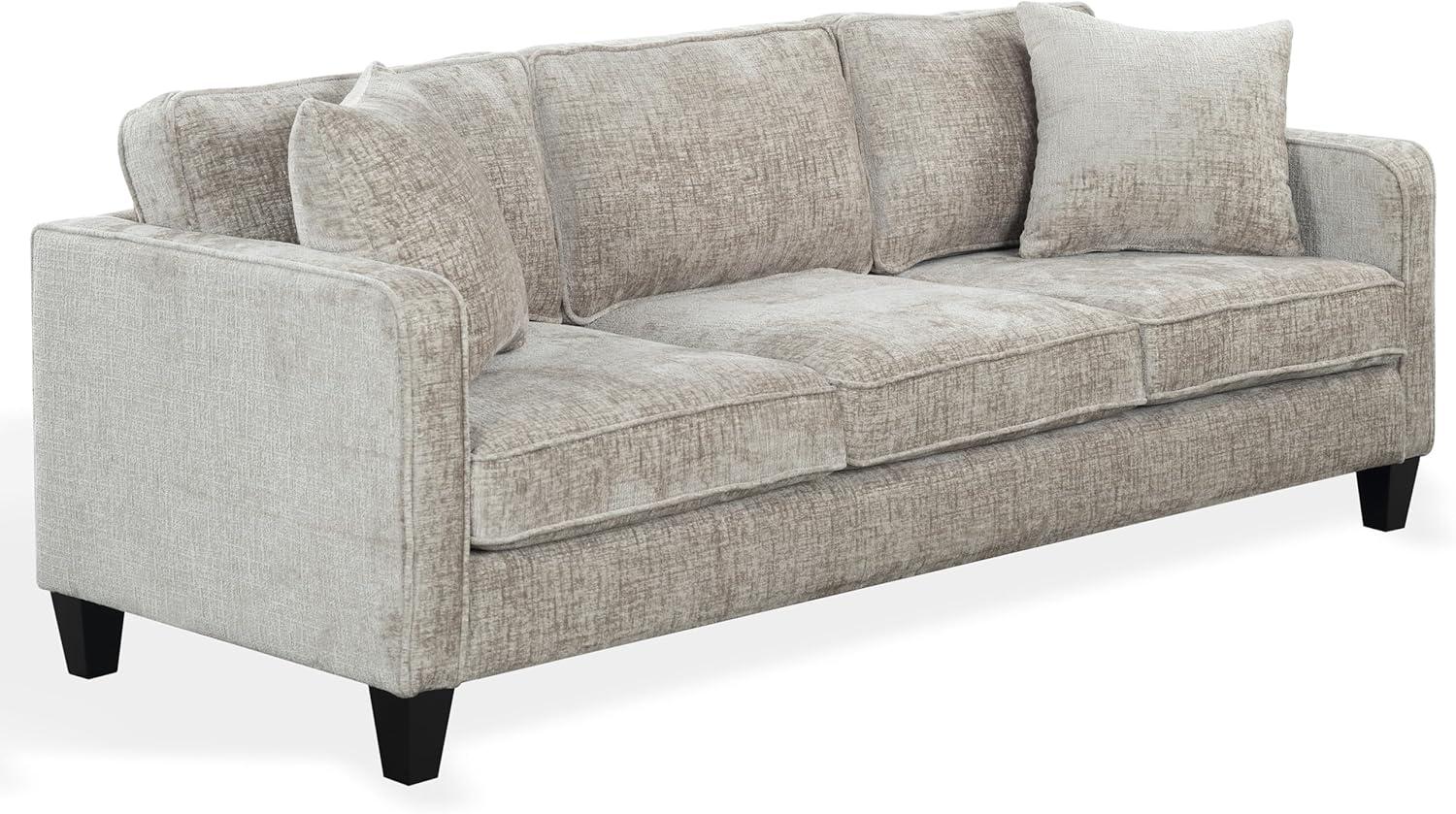 image:imageSAFAVIEH Couture Taylyn Sofa Navy Chenille Upholstery Ideal for Living Room Family Room 866 W x 35 D x 33 H SFV6118ALight Brown