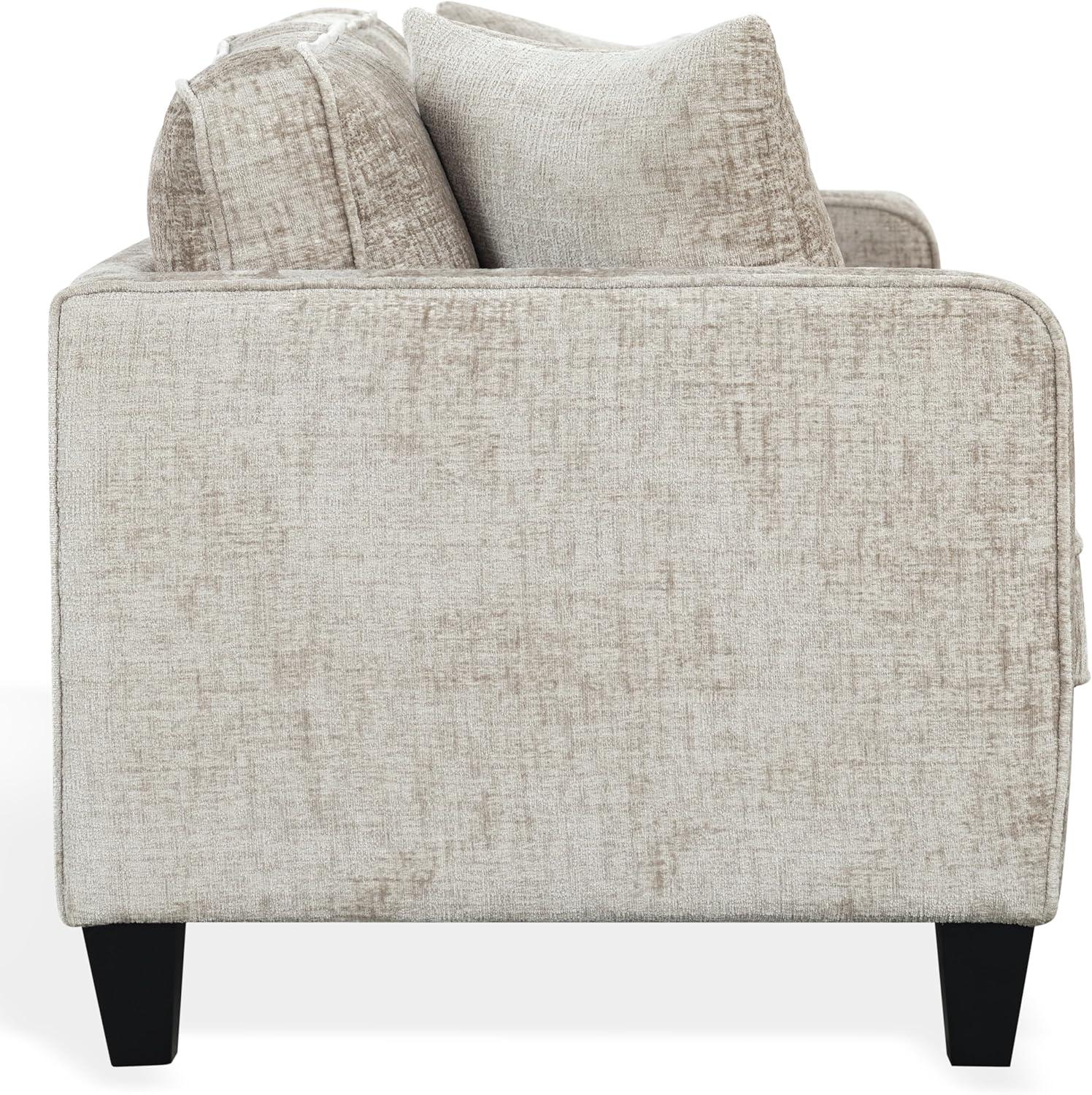 image:imageSAFAVIEH Couture Taylyn Sofa Navy Chenille Upholstery Ideal for Living Room Family Room 866 W x 35 D x 33 H SFV6118ALight Brown