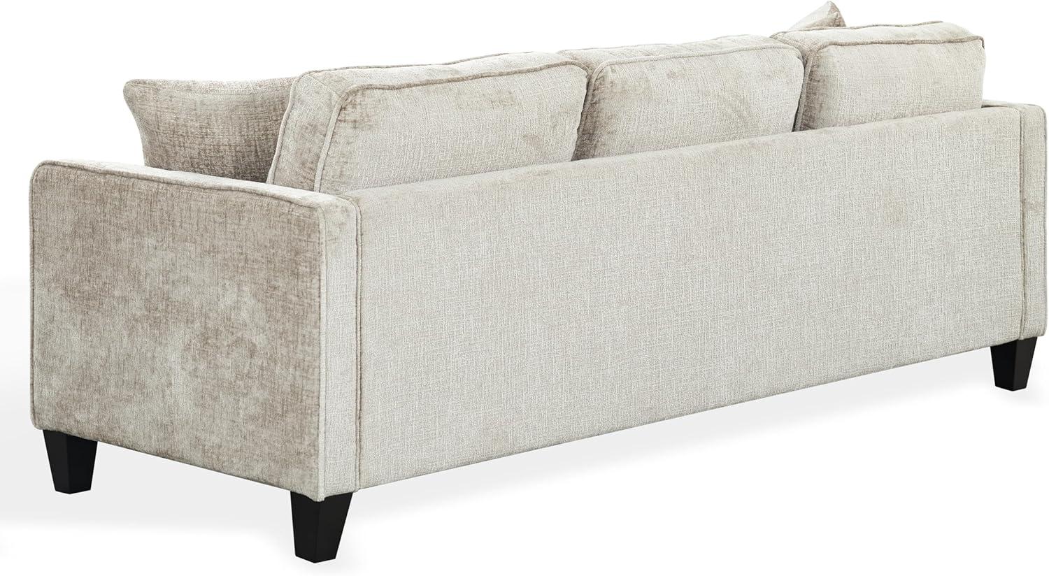 image:imageSAFAVIEH Couture Taylyn Sofa Navy Chenille Upholstery Ideal for Living Room Family Room 866 W x 35 D x 33 H SFV6118ALight Brown