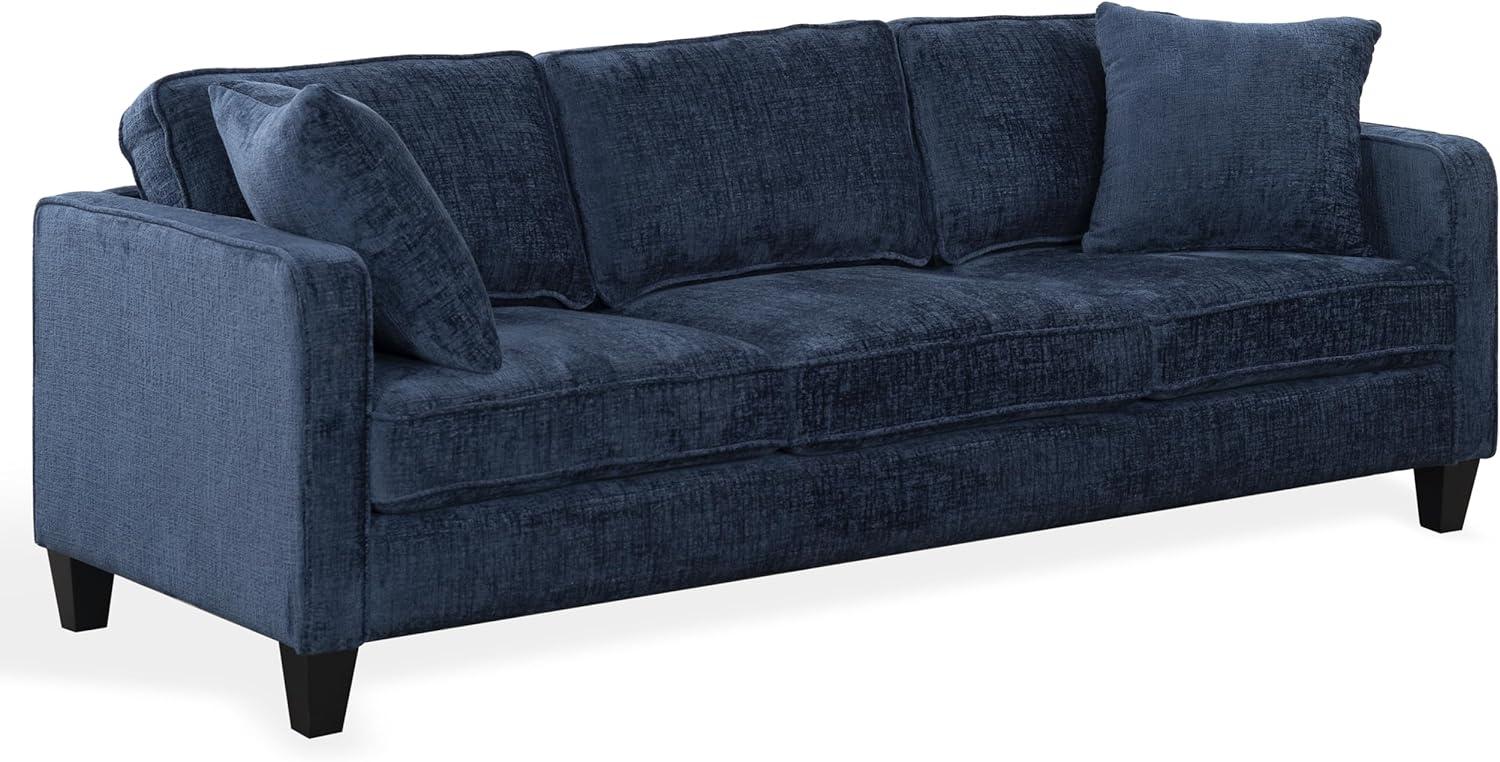 image:imageSAFAVIEH Couture Taylyn Sofa Navy Chenille Upholstery Ideal for Living Room Family Room 866 W x 35 D x 33 H SFV6118ANavy
