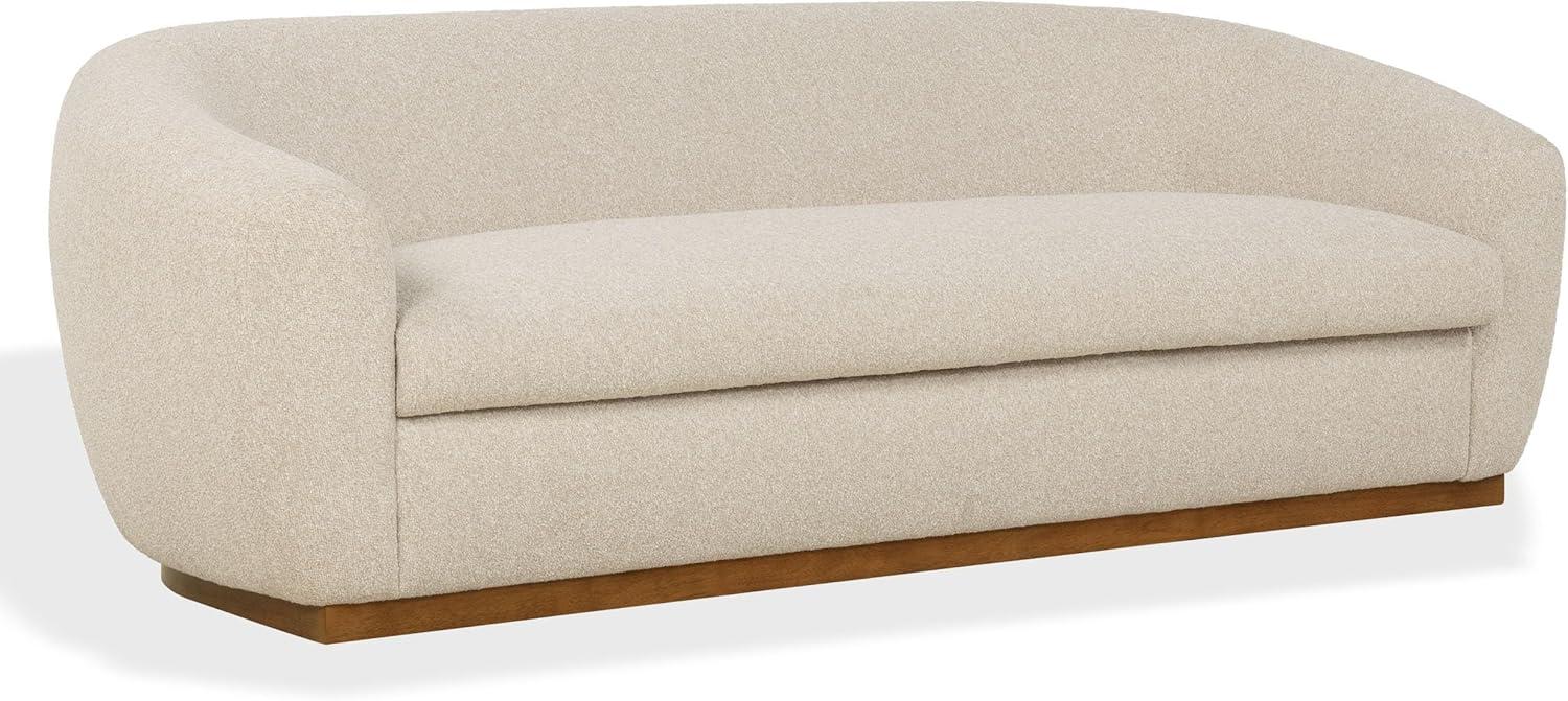 image:imageSAFAVIEH Couture Tylah Sofa Modern Curved Back Design Beige Boucle amp Walnut Fully Assembled Ideal for Living Room Family Room 866 W x 385 D x 283 H SFV7520ABeigeWalnut