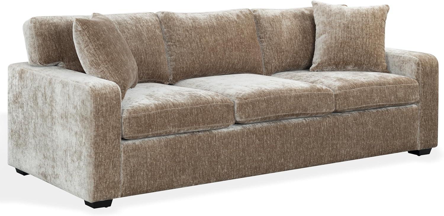 image:imageSAFAVIEH Couture Vasquez 3Seat Sofa Dark Green Chenille Upholstery Ideal for Living Room Family Room 92 W x 375 D x 343 H SFV6119ABrown