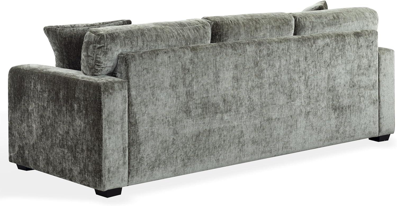image:imageSAFAVIEH Couture Vasquez 3Seat Sofa Dark Green Chenille Upholstery Ideal for Living Room Family Room 92 W x 375 D x 343 H SFV6119ADark Green