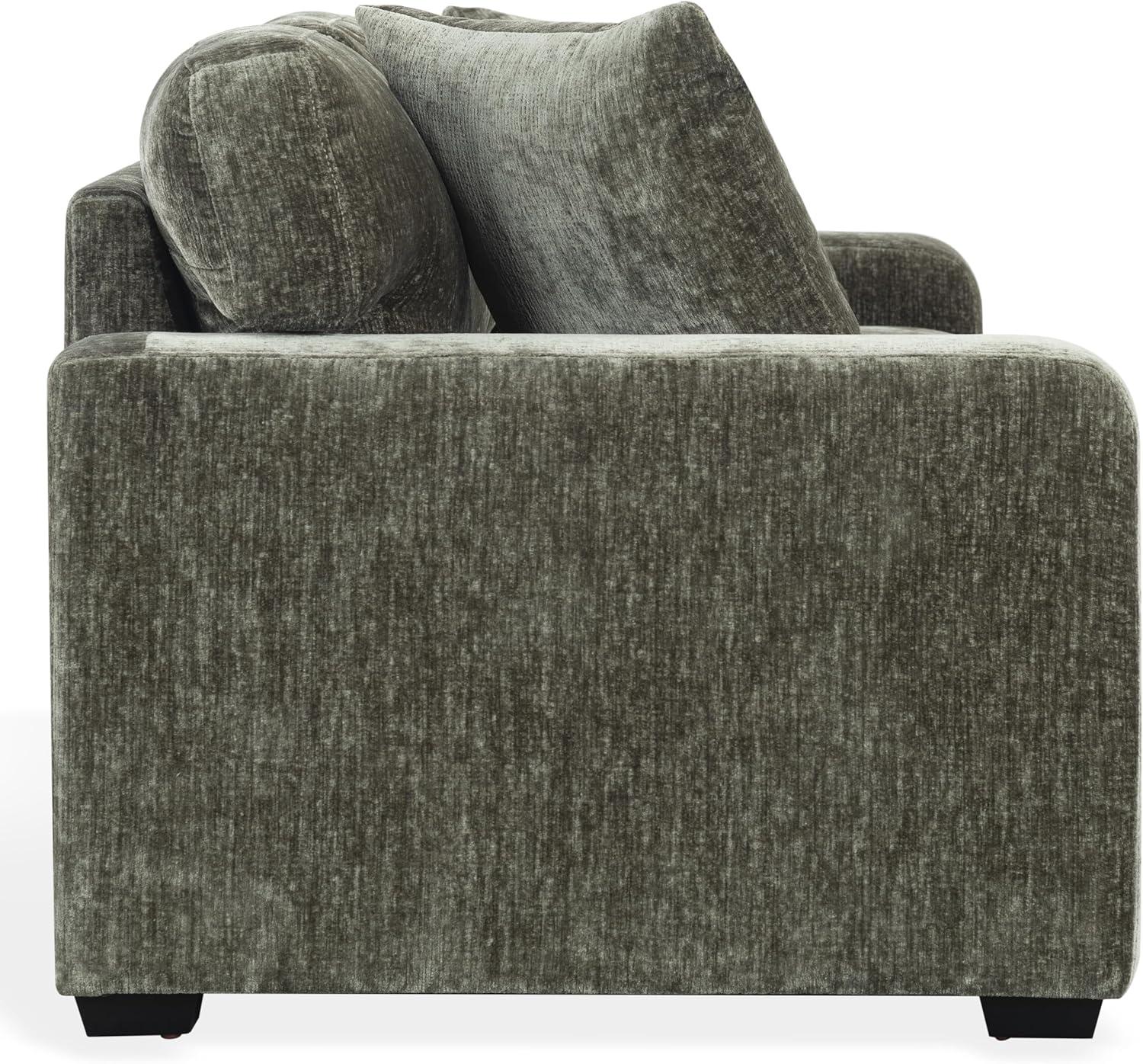image:imageSAFAVIEH Couture Vasquez 3Seat Sofa Dark Green Chenille Upholstery Ideal for Living Room Family Room 92 W x 375 D x 343 H SFV6119ADark Green