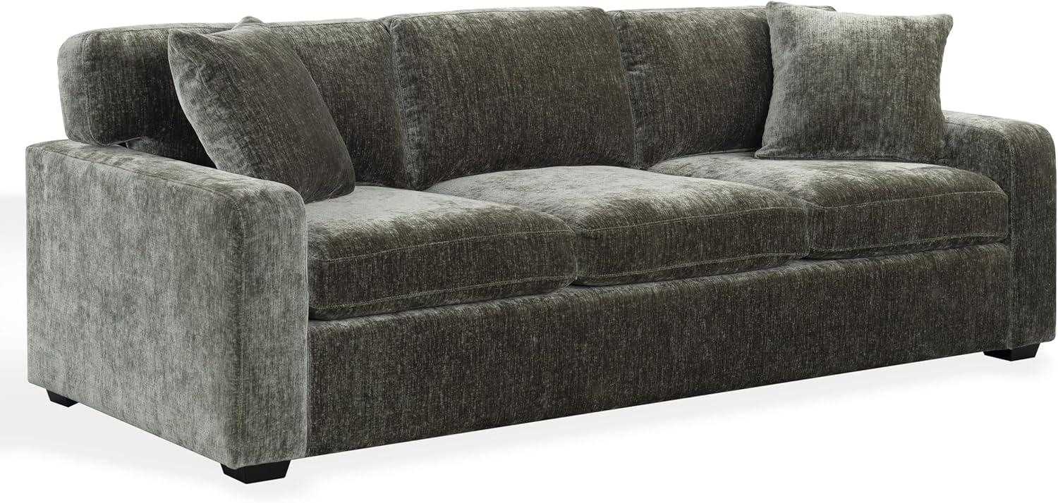 image:imageSAFAVIEH Couture Vasquez 3Seat Sofa Dark Green Chenille Upholstery Ideal for Living Room Family Room 92 W x 375 D x 343 H SFV6119ADark Green
