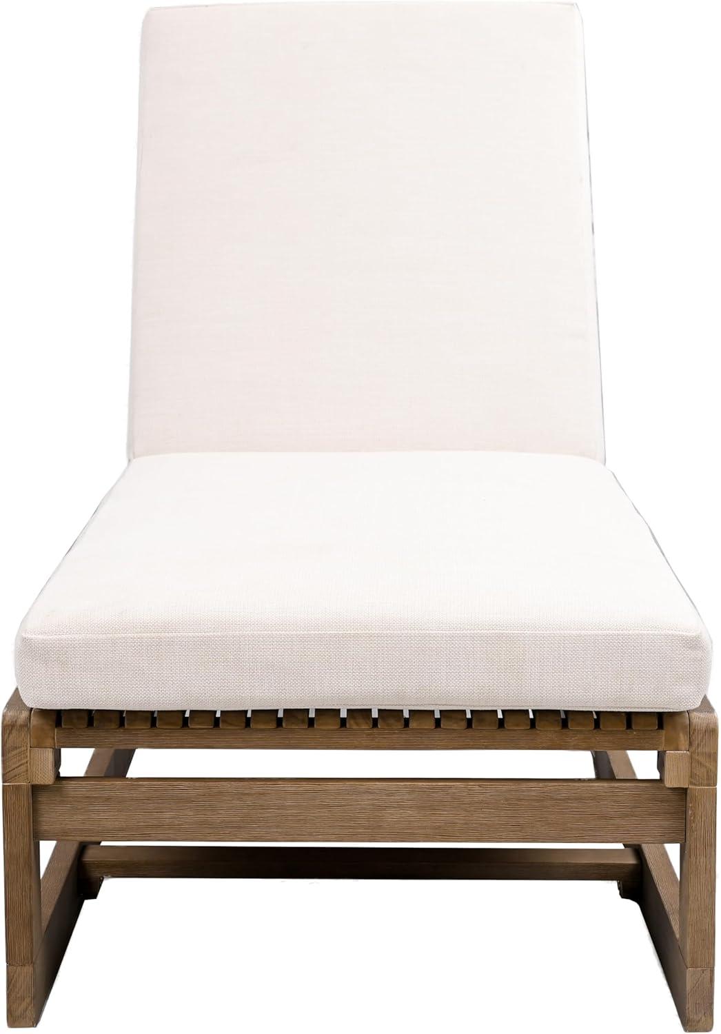 image:imageSAFAVIEH Couture Outdoor Collection Saint Vincent NaturalBeige Cushion Solid Wood Chaise Lounge Chair