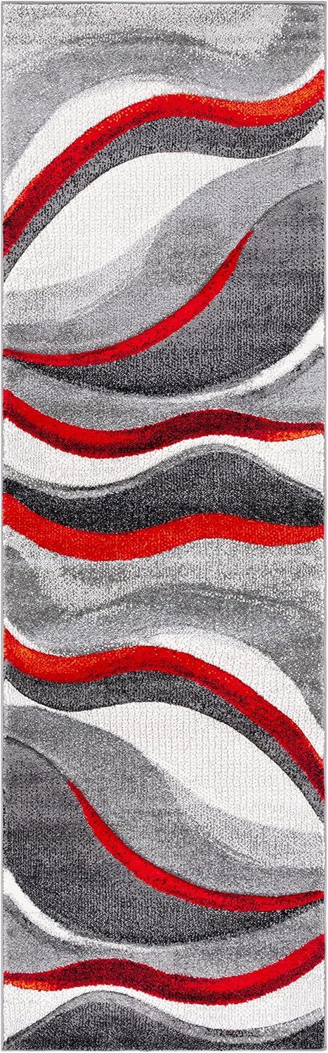 image:imageSAFAVIEH Hollywood Collection Area Rug 53 x 76 Grey amp Blue MidCentury Modern Design NonShedding amp Easy Care Ideal for High Traffic Areas in Living Room Bedroom HLW766FGreyRed