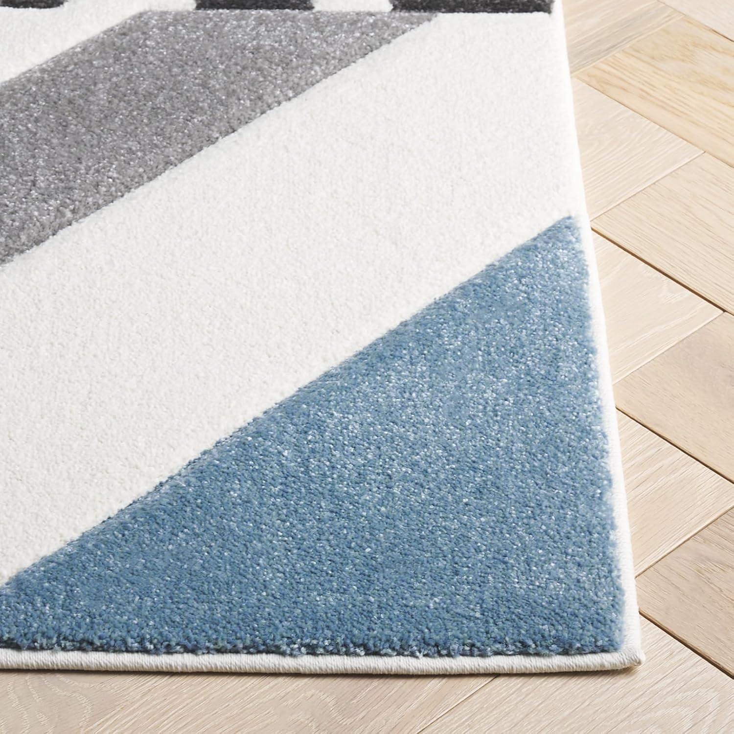 image:imageSAFAVIEH Hollywood Collection Area Rug 53 x 76 Grey amp Blue MidCentury Modern Design NonShedding amp Easy Care Ideal for High Traffic Areas in Living Room Bedroom HLW766FGreyRed