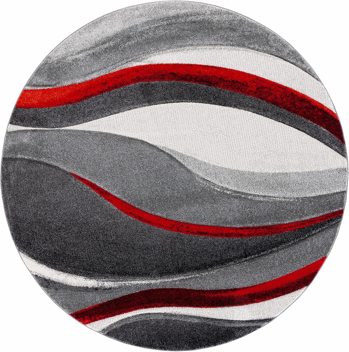 image:imageSAFAVIEH Hollywood Collection Area Rug 53 x 76 Grey amp Blue MidCentury Modern Design NonShedding amp Easy Care Ideal for High Traffic Areas in Living Room Bedroom HLW766FGreyRed
